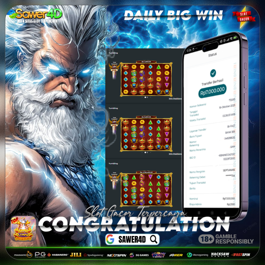 PRAGMATIC PLAY - JACKPOT SLOT GATES OF OLYMPUS  Rp.7.000.000,- LUNAS