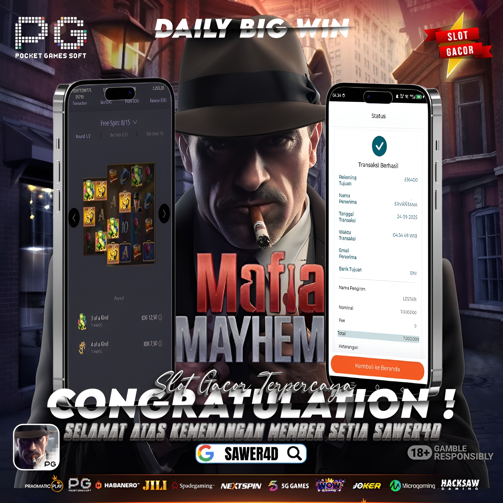 PRAGMATIC PLAY - JACKPOT SLOT MAFIA MAYHEM  Rp.7.000.000,- LUNAS