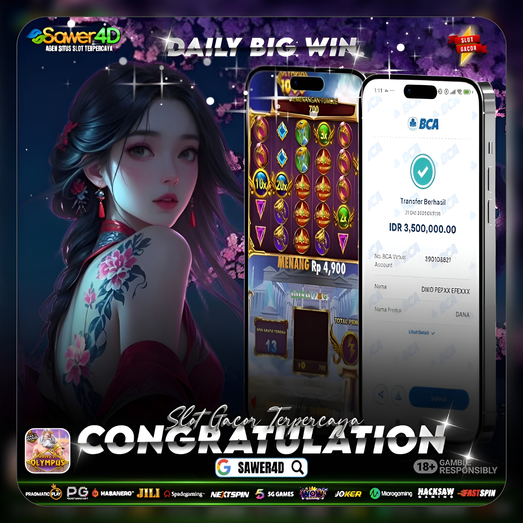 PRAGMATIC PLAY - JACKPOT SLOT GATES OF OLYMPUS  Rp.3.500.000,- LUNAS