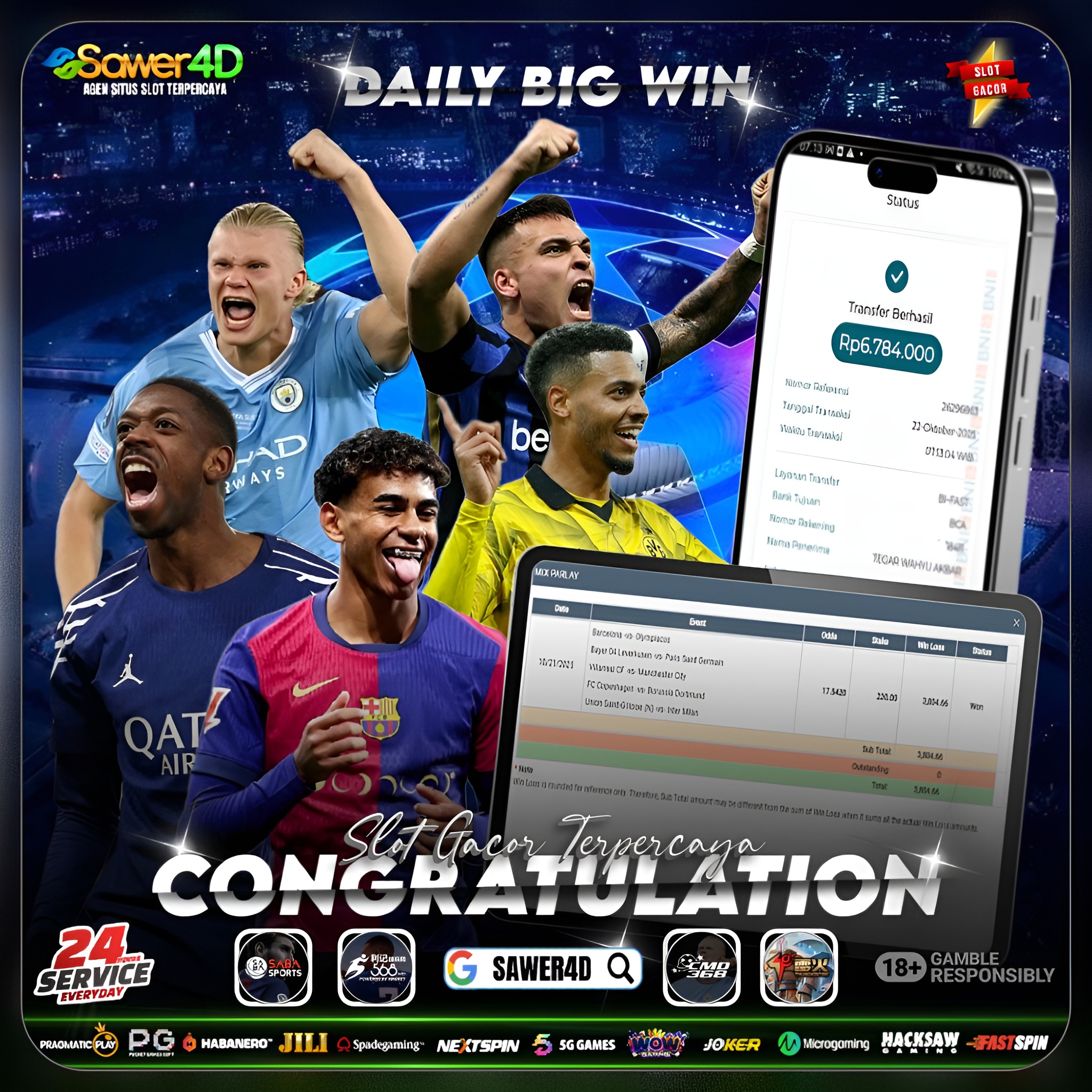 SPORTBOOK - PARLAY  Rp.6.784.000,- LUNAS