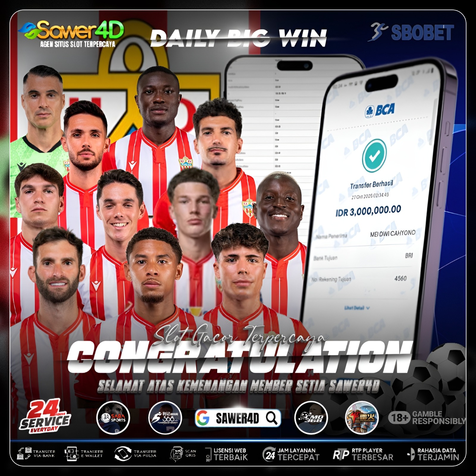 🏅 Sang pemenang Sportbook udah buktiin kalau feeling + strategi = cuan! Main santai, tapi hasilnya luar biasa 💰 Siapa tahu next giliran kamu yang angkat trofi kemenangan! ⚽🔥