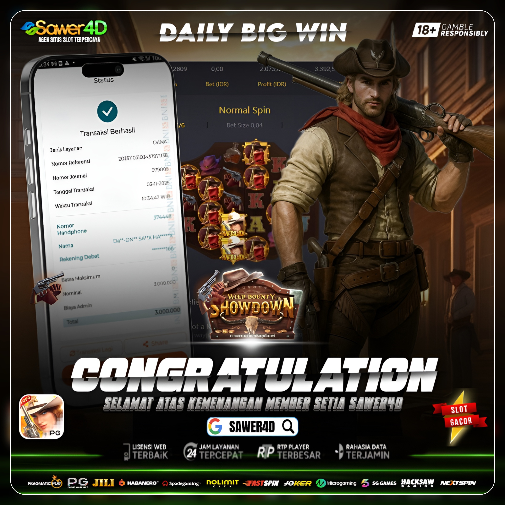 “Peluru terakhir, kemenangan datang menghantam! 💥 Wild Bounty Showdown membuktikan — yang berani, dialah yang menang. 🤠🏆”