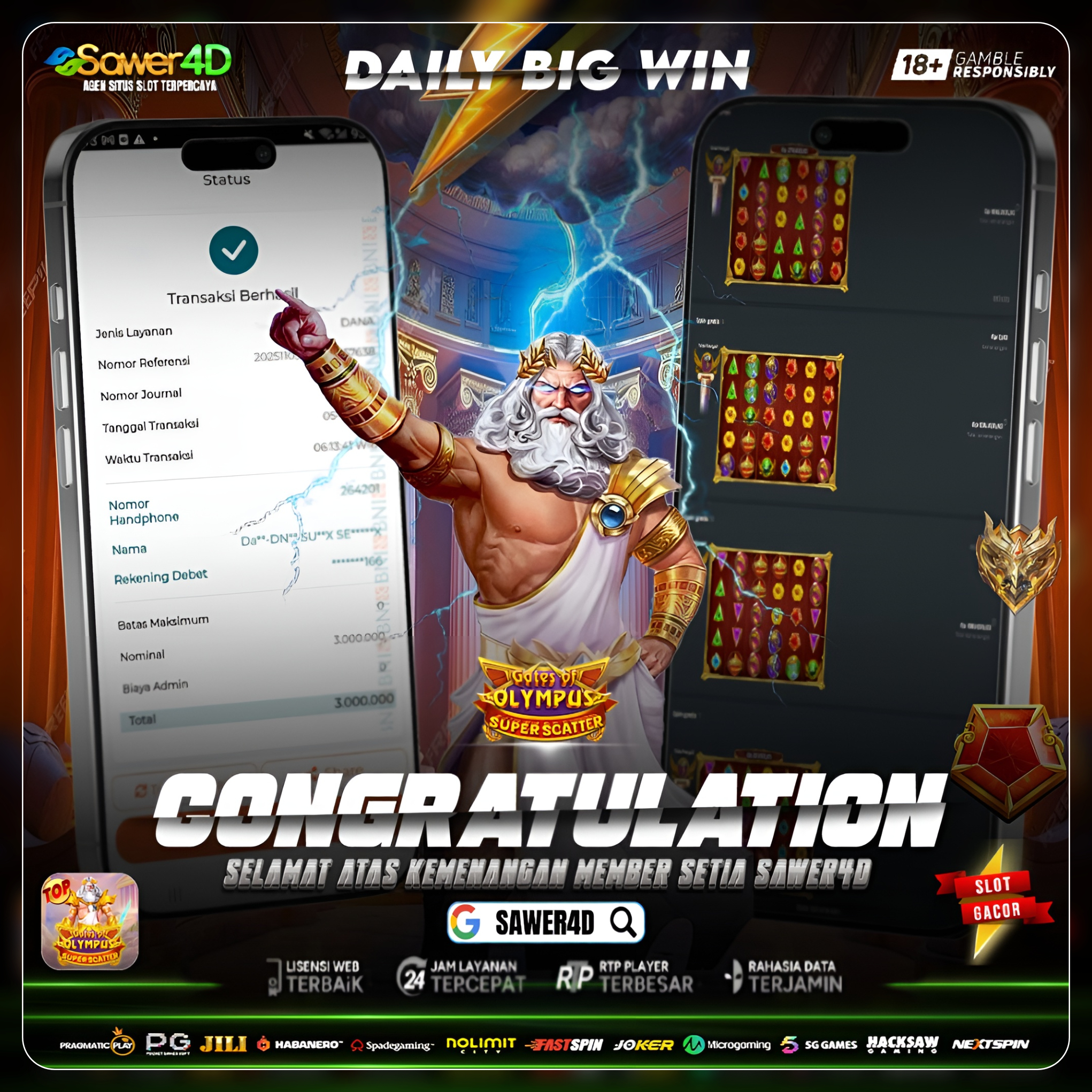 “Zeus ngangguk sekali, petir nyamber berkali-kali! Scatter turun tanpa henti, saldo pun jadi saksi! 💥