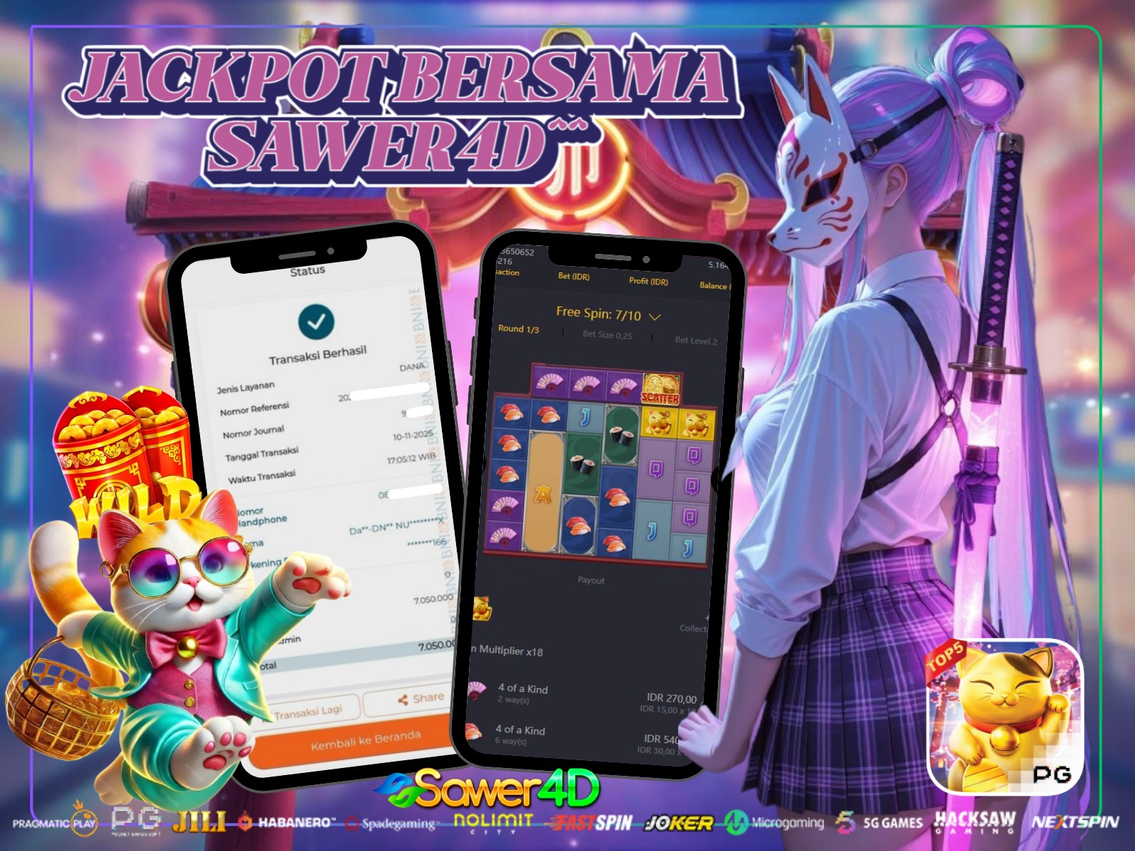 Kucing keberuntungan lagi senyum lebar nih!