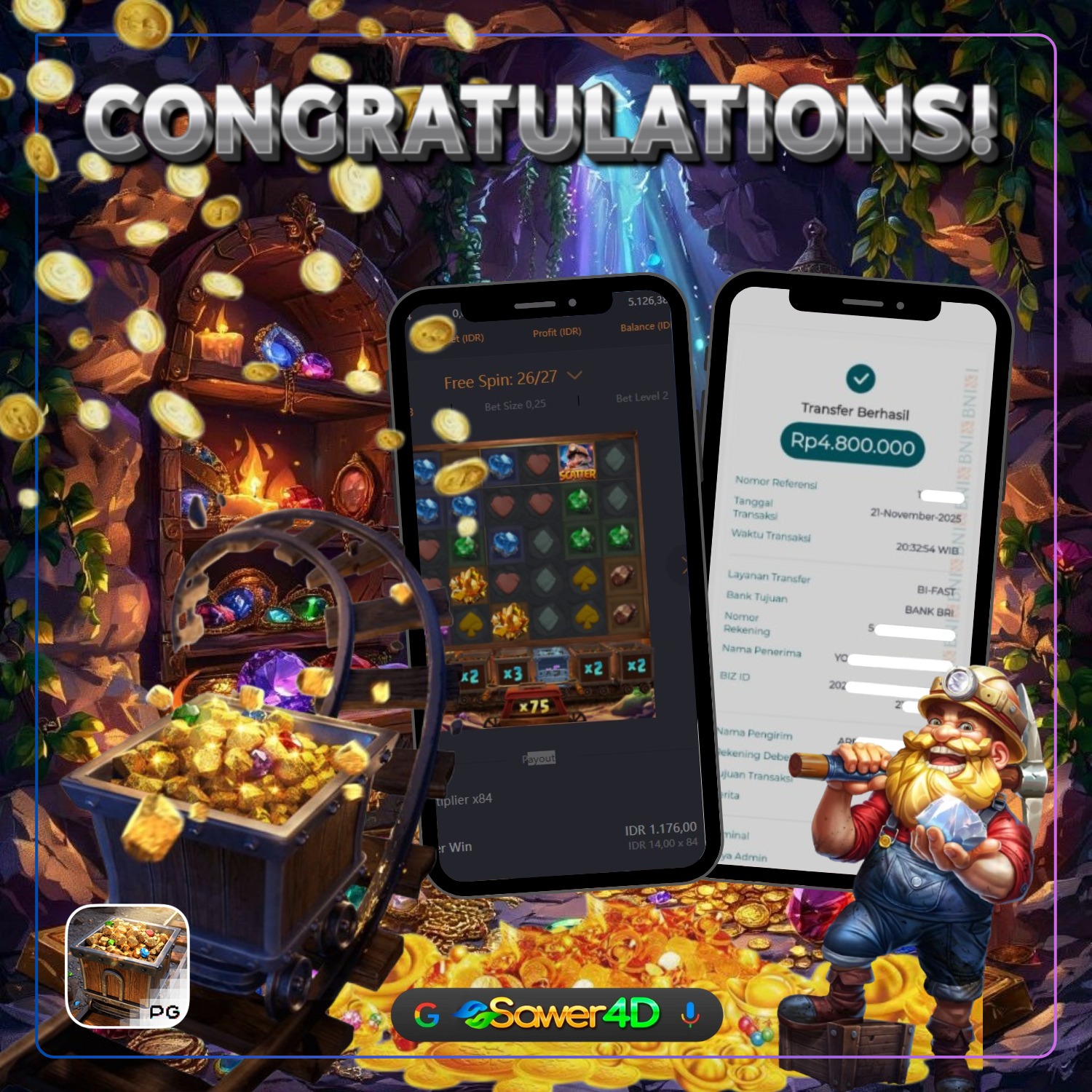 🔥 SELAMAT ATAS KEMENANGAN SPEKTAKULER DI GAME PG SOFT! 🔥