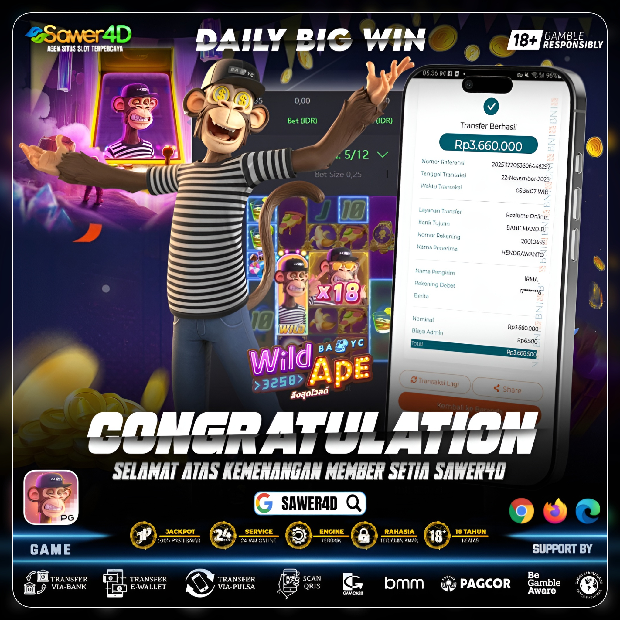 “Wild Ape ngamuk! Sekali lompat—kemenangan langsung diguncang habis!”🐵