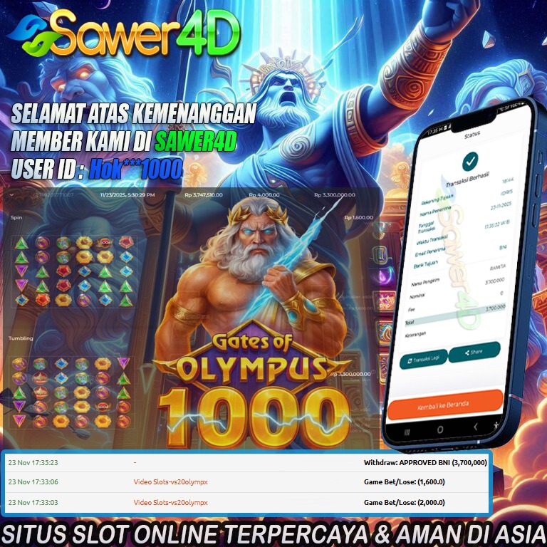 Selamat! Petir Zeus menghantam keras dan membawa kemenangan besar