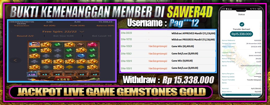 Selamat atas kemenangan spektakuler di Gemstone Gold!💎✨