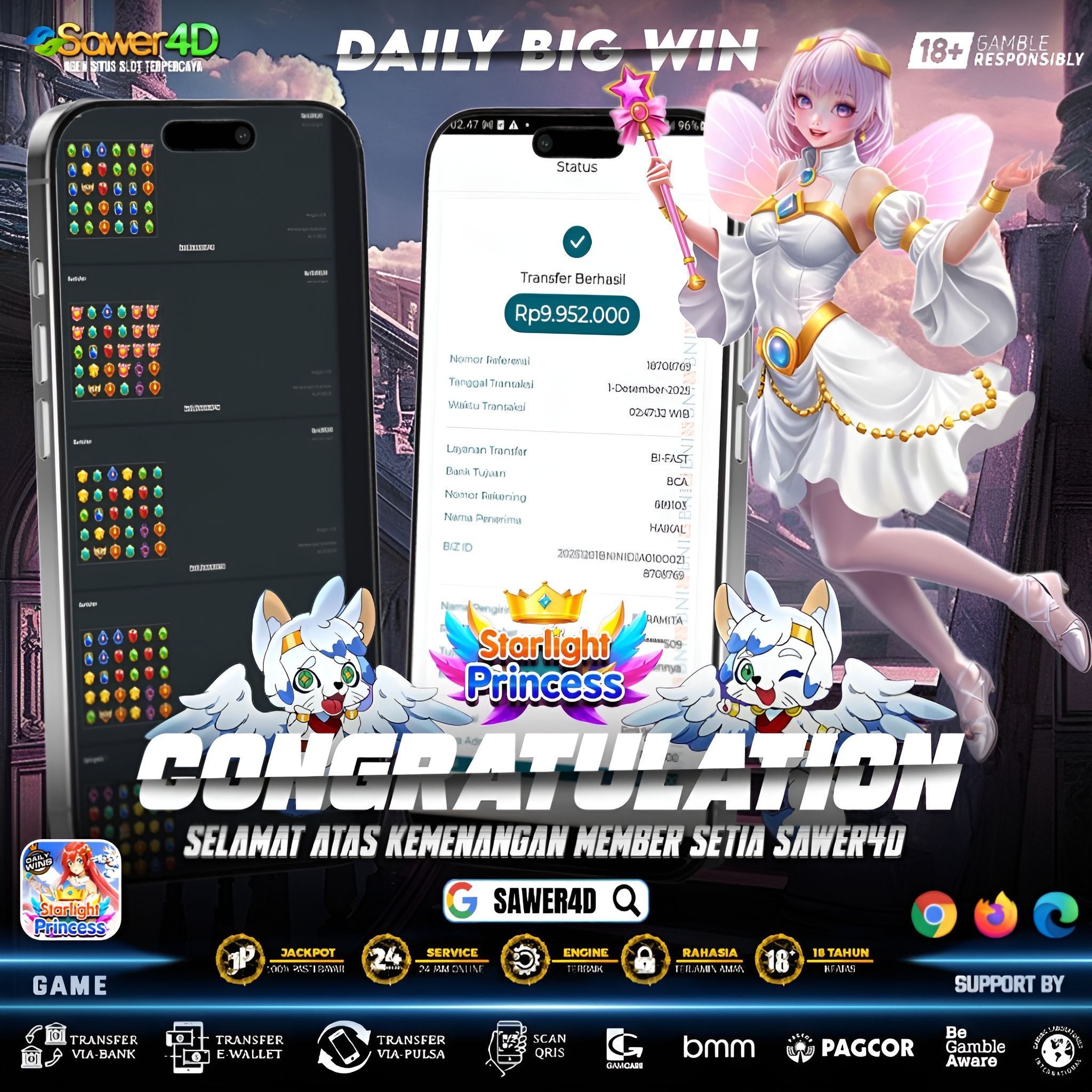 “Starlight Princess ON FIRE! Cahaya kemenangan mendominasi!”