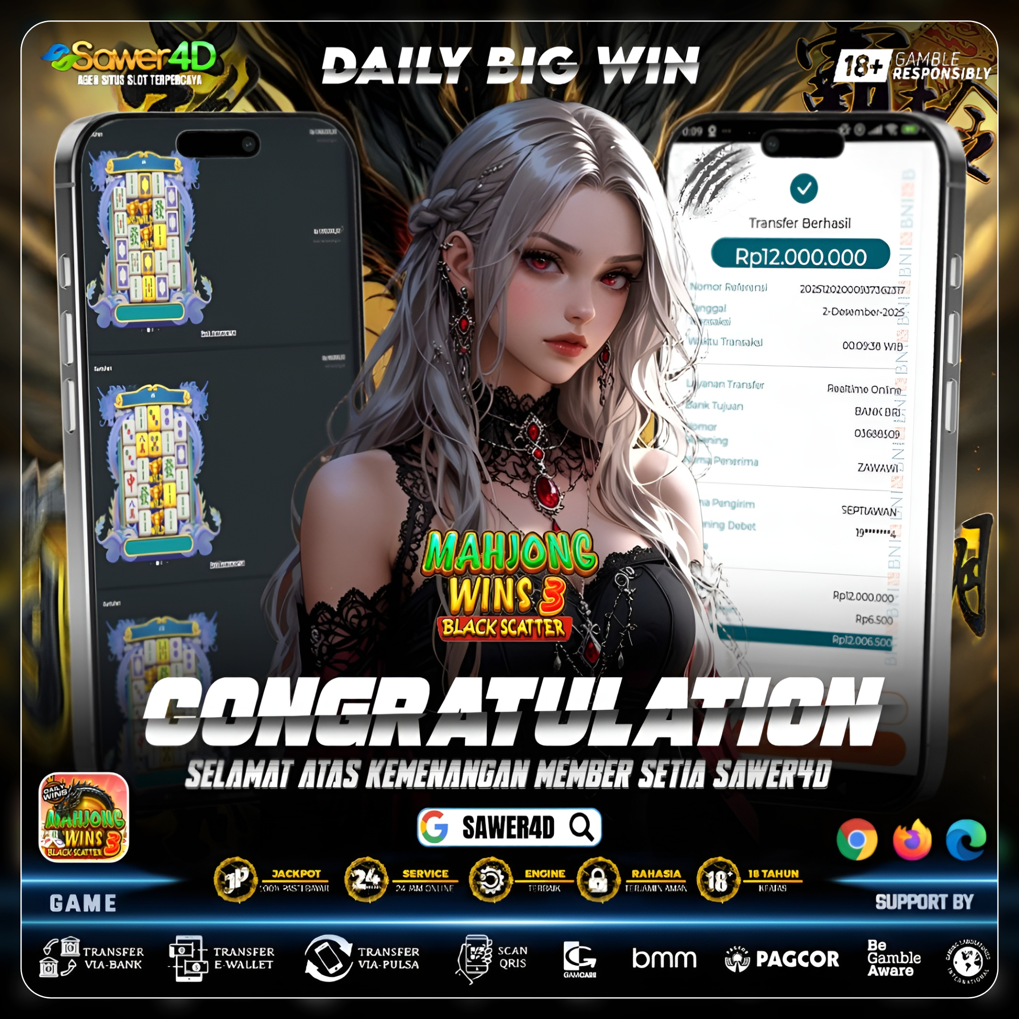 Mahjong Wins 3 hari ini nggak ada ampun! Kombo rapi, win pun terjadi!