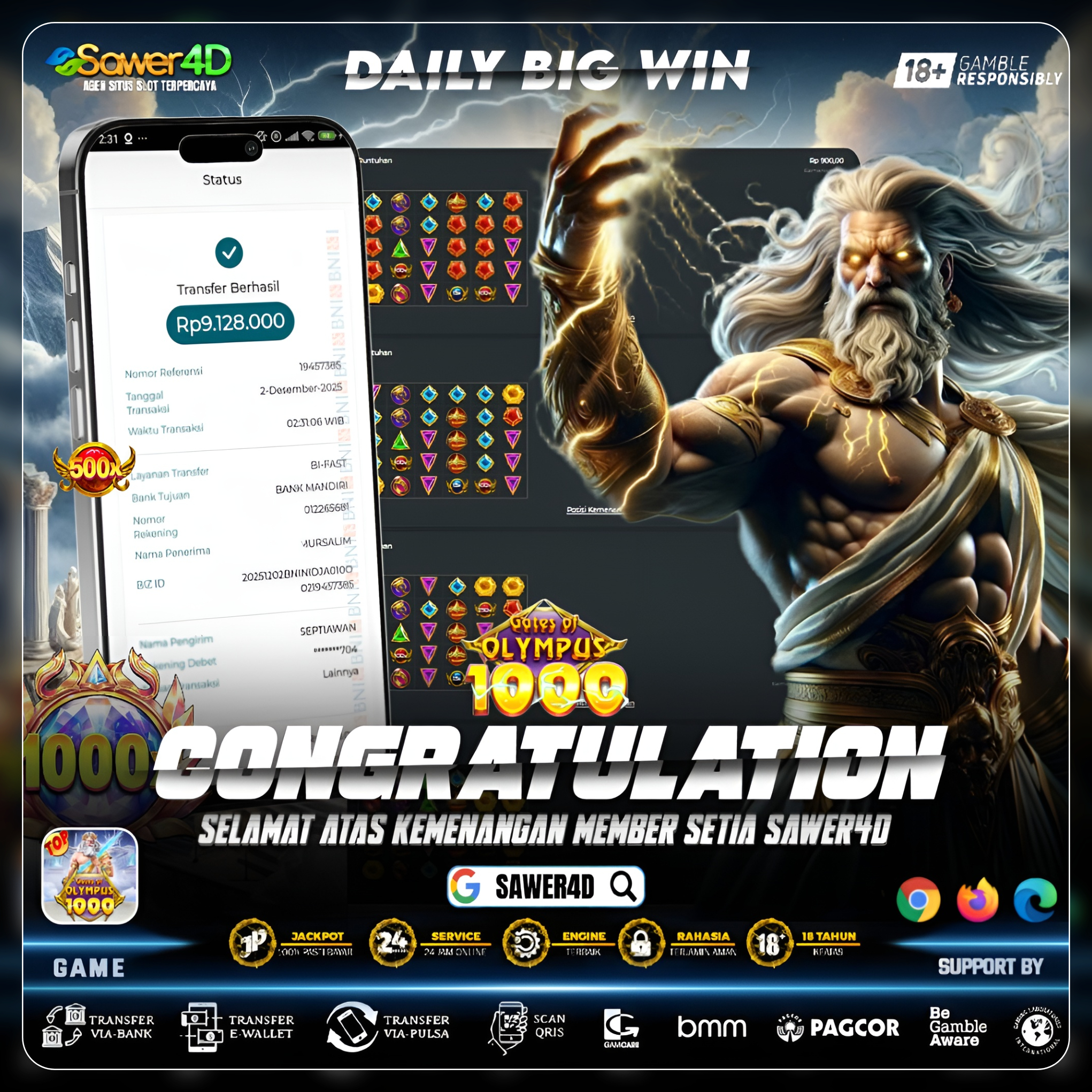 “Gate of Olympus 1000 lagi mode DEWA! Petir beruntun, kemenangan pun mengalir tanpa ampun! ⚡🔥”
