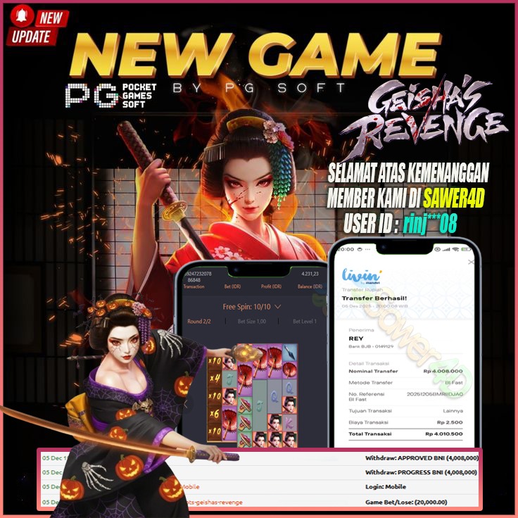 Mantap boskuu! Geisha kasih kemenangan brutal, saldo langsung naik tajam! 🤑⚔️