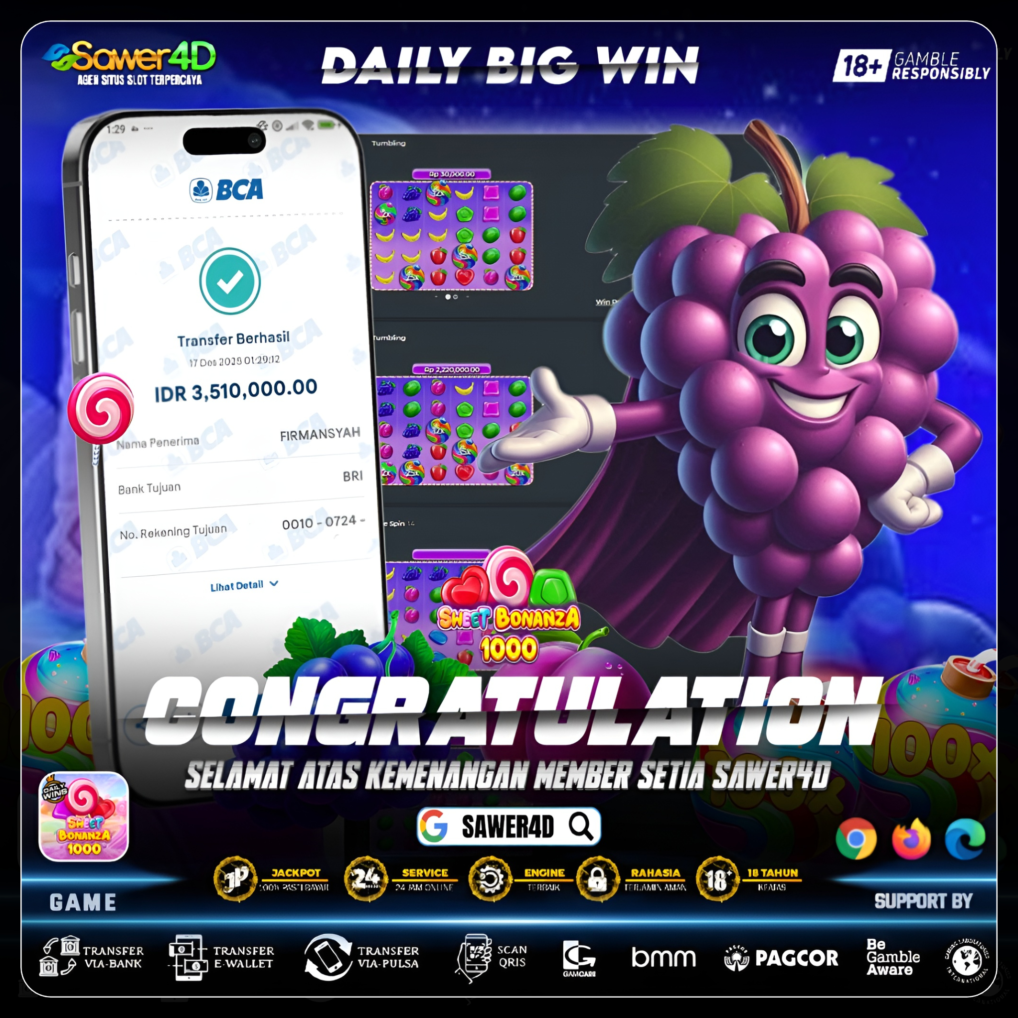 “Sekali spin, langsung manis hasilnya! Sweet Bonanza 1000 lagi mantap 🍬🔥”