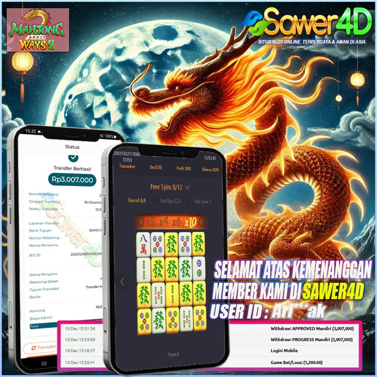 Selamat atas kemenangan gacor di Mahjong Ways bosku! Pola rapi, scatter masuk, cuan langsung tumpah! Mantap parah!