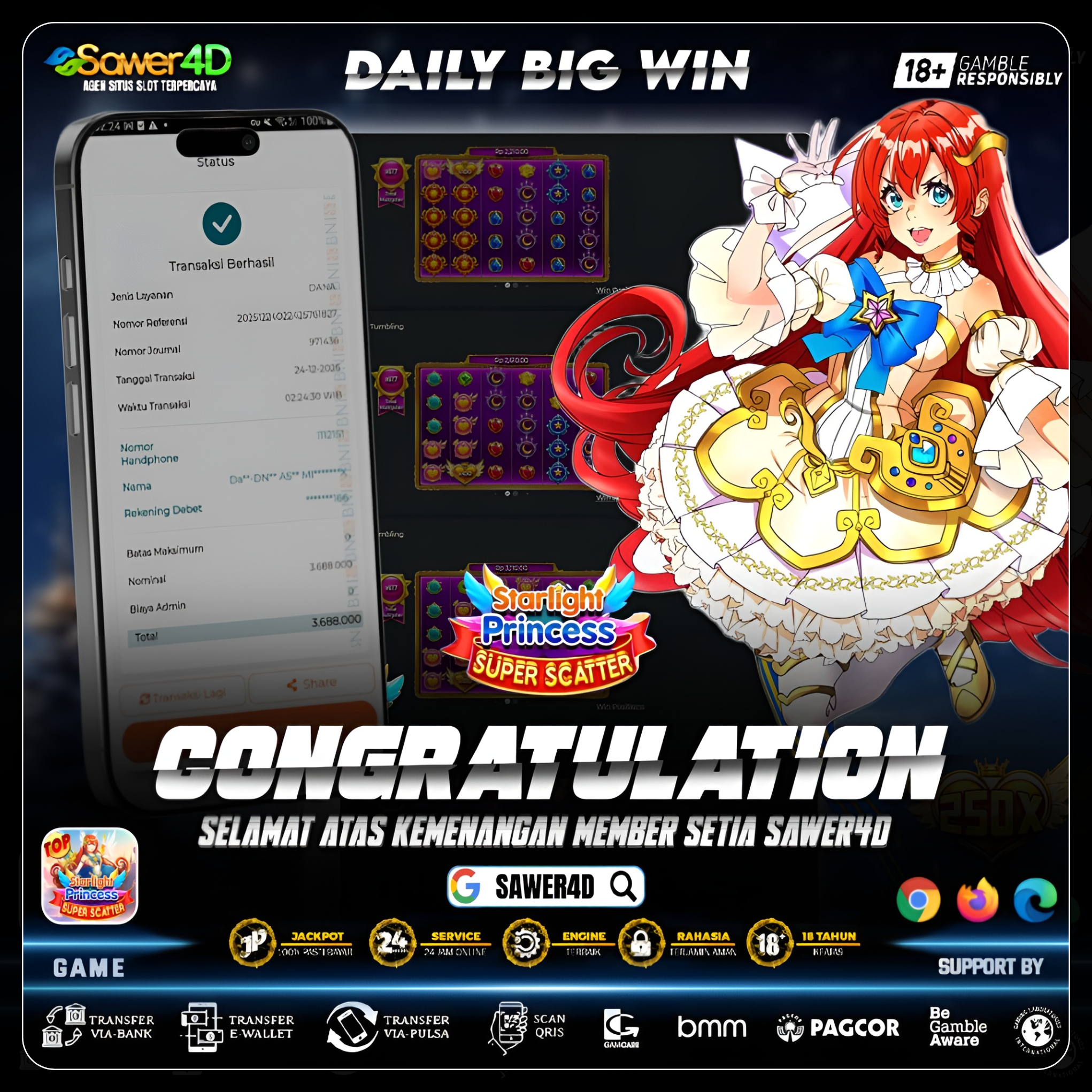 “SUPER SCATTER Starlight Princess pecah! ✨ Auto banjir cuan hari ini 💰”