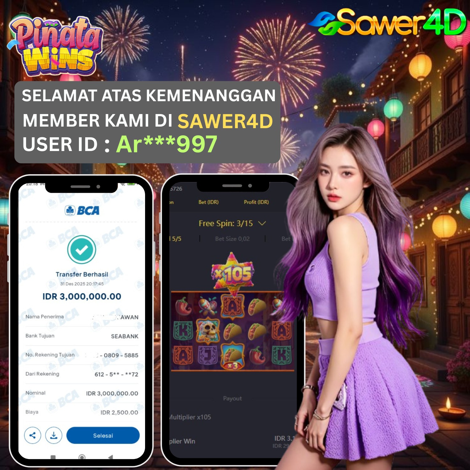 Selamat menikmati hasil kemenangan di Pinata Wins PG Soft 🏆 Permainan berlangsung stabil, simbol premium muncul konsisten, dan kemenangan pun terkunci dengan sempurna. Malam ini milik kamu!