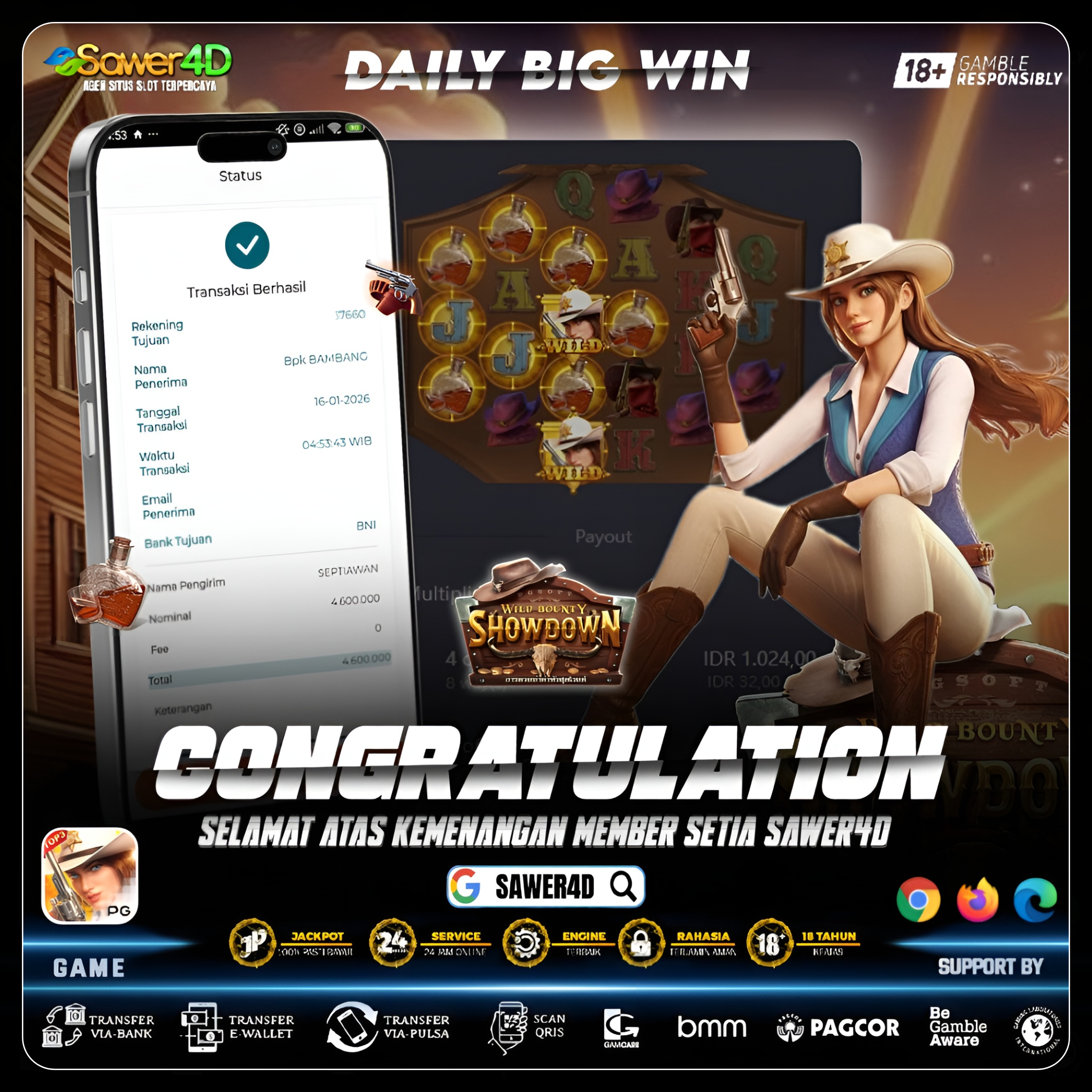 🤠 Tembakan tepat sasaran! Wild Bounty Showdown pecah cuan!