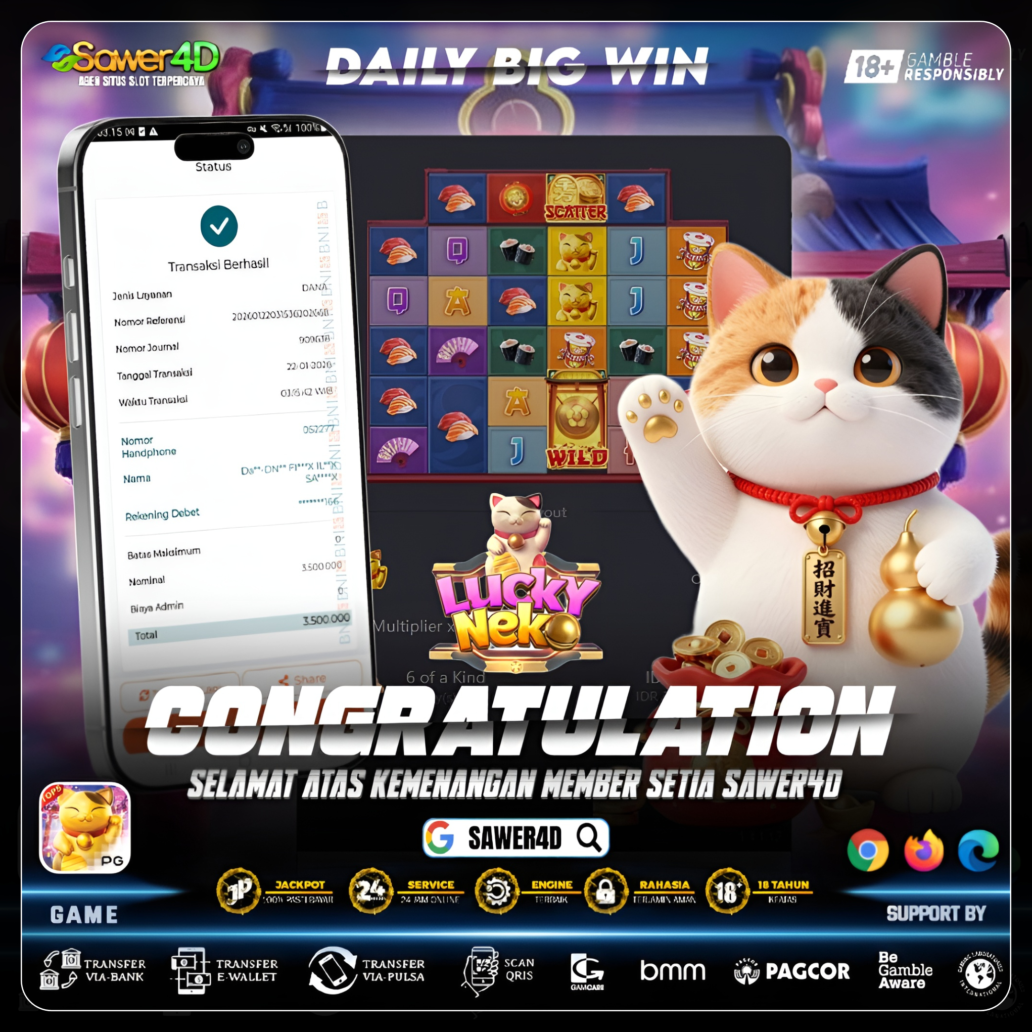 “Spin santai, Lucky Neko bekerja, kemenangan pun nyata! 🐾💰”