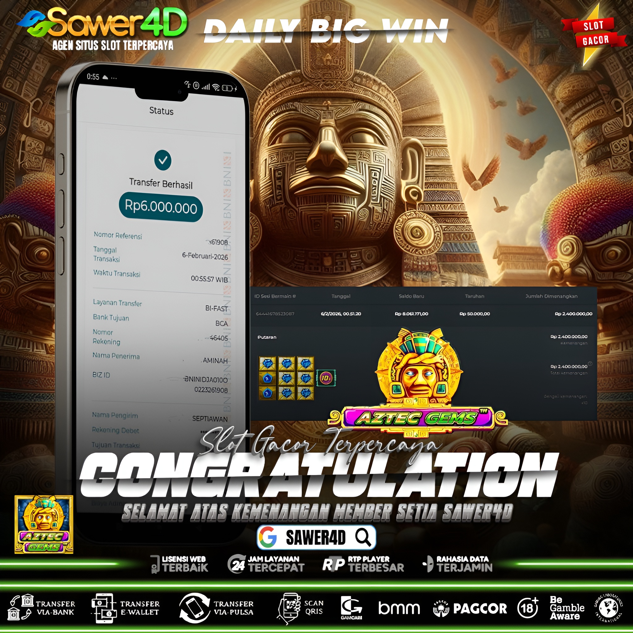 💎 Aztec Gemz menggila! Sekali spin, cuan berhamburan!