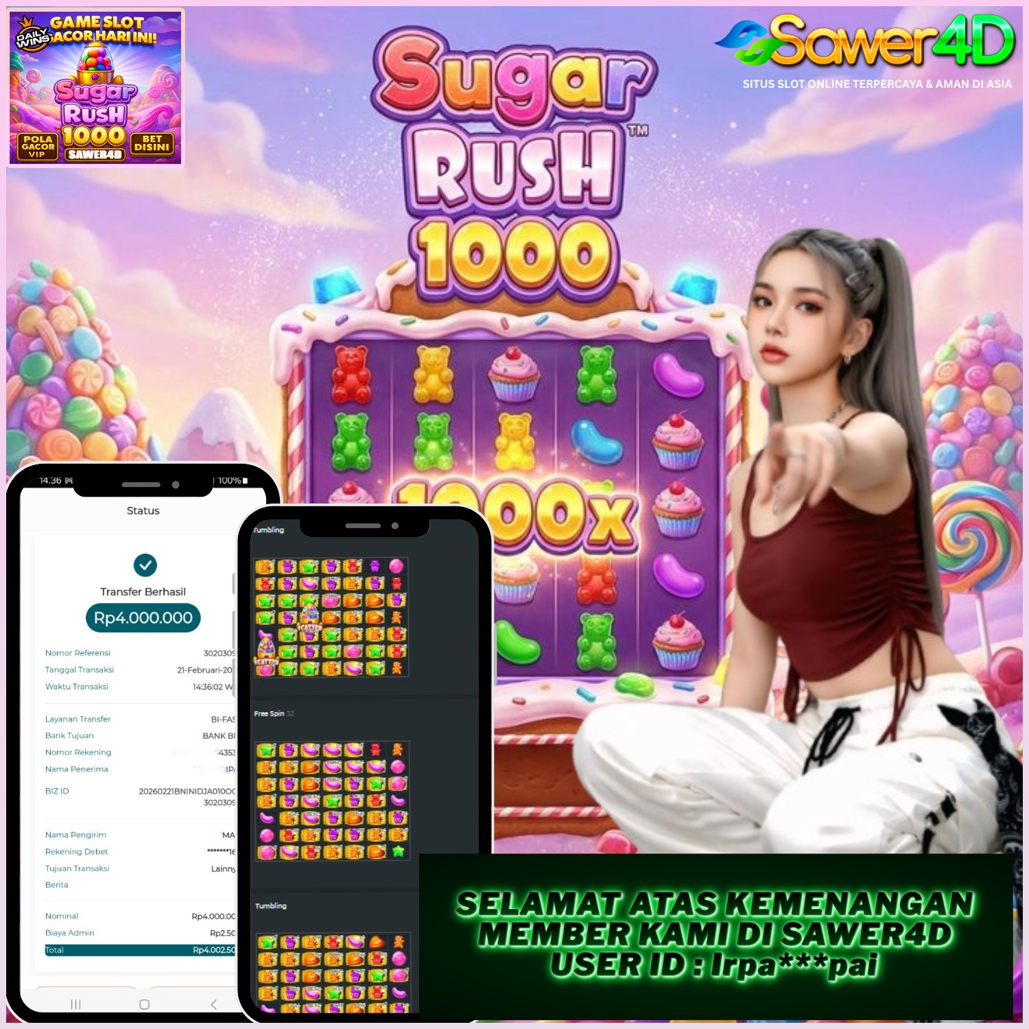 🍭 Sugar Rush lagi nggak pelit! Simbol numpuk, pengali makin tebal 💸 Sekali jalan langsung berasa manisnya 🔥😎