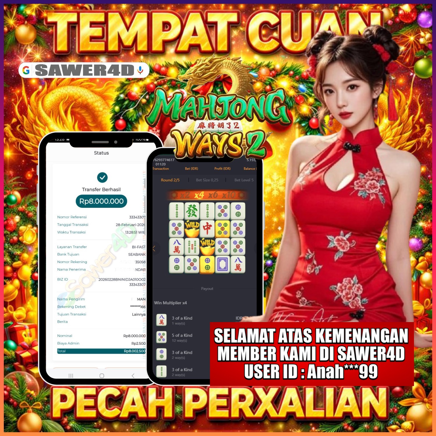 Main santai tapi hasilnya bikin senyum lebar 😁 Rezeki hari ini datang dari susunan Mahjong yang gacor maksimal, bosku!