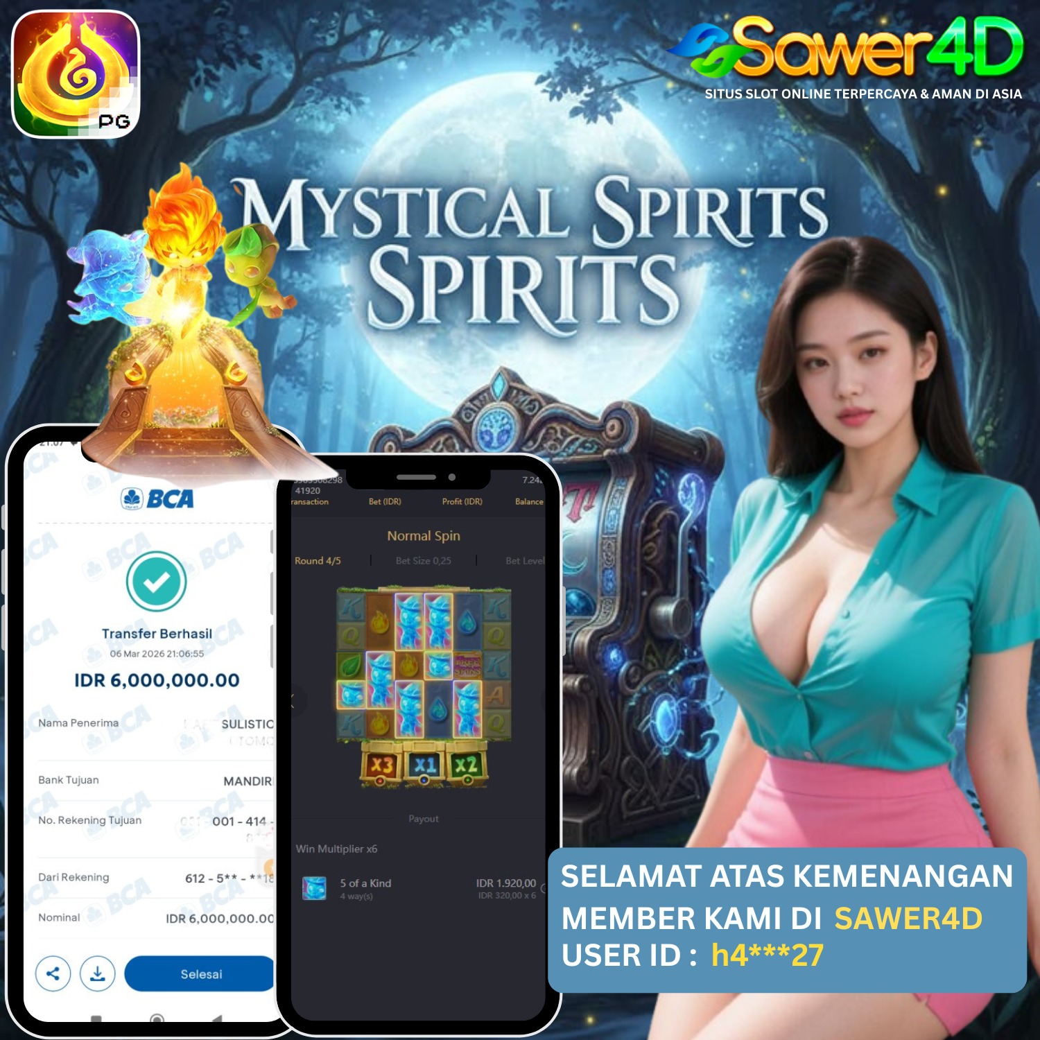 Keberuntungan datang dari dunia mistis! Simbol demi simbol terbuka dan membawa kemenangan yang bikin saldo langsung meroket. Spin berjalan mulus, hingga akhirnya cuan besar berhasil dikantongi! 🚀