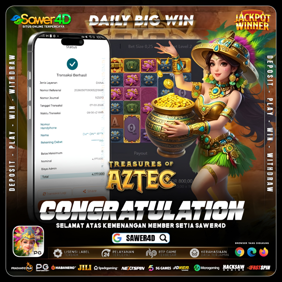 Keberuntungan dari Treasures of Aztec datang tanpa diduga! Putaran demi putaran berbuah kemenangan yang luar biasa.