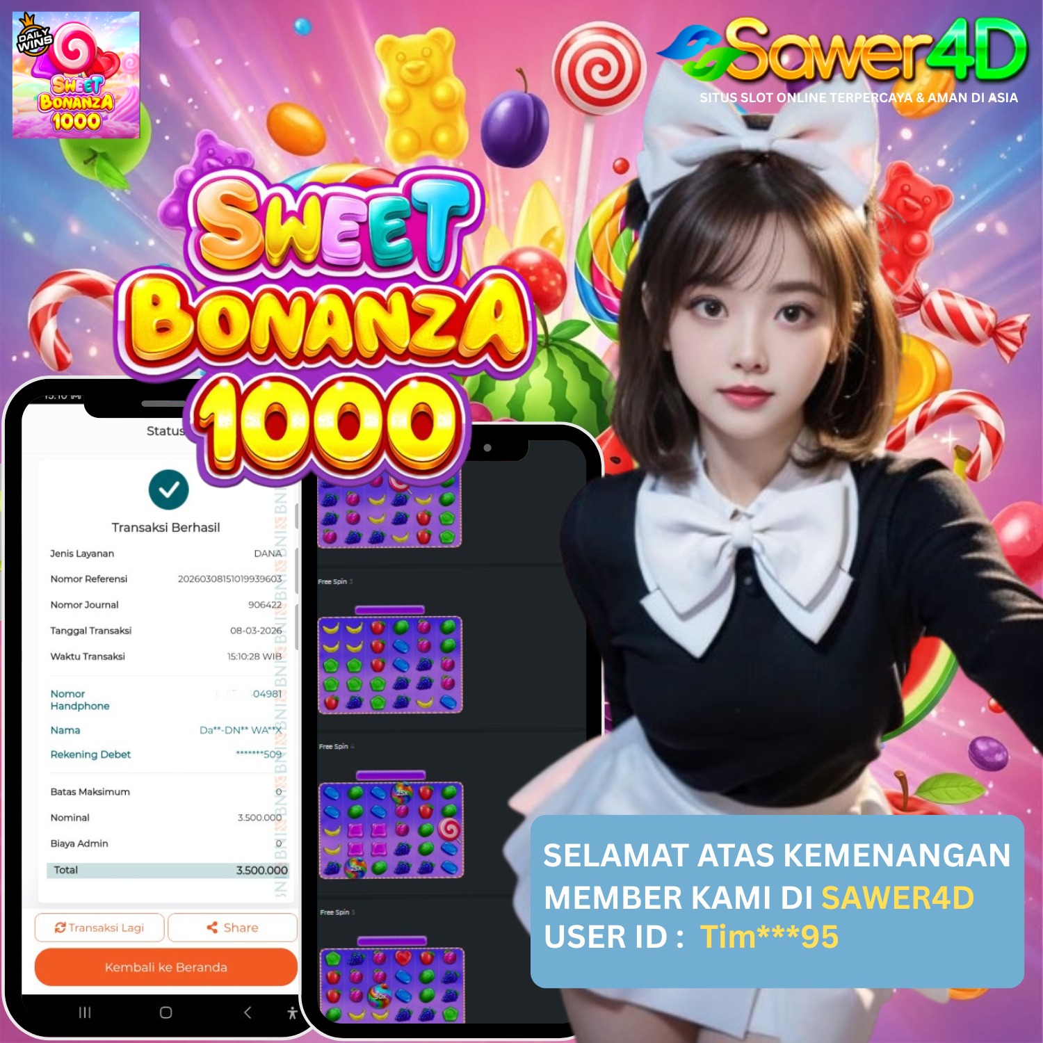 Gila sih bosku! Sweet Bonanza kasih kemenangan manis yang bikin saldo langsung meroket!