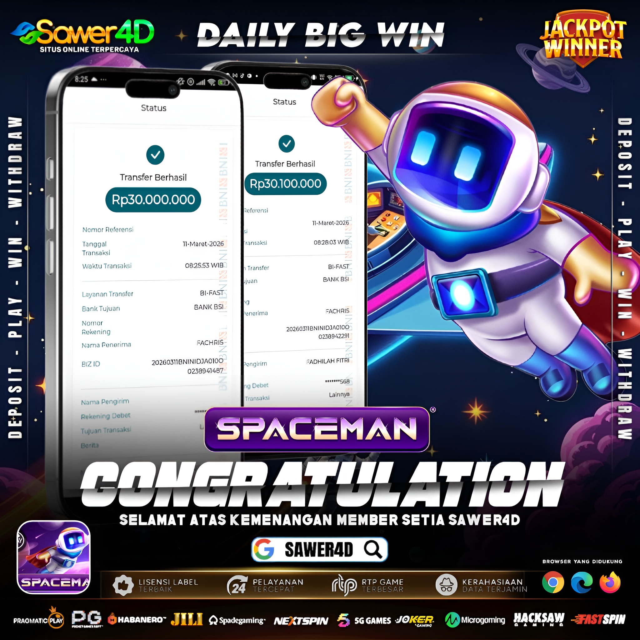 SPACEMAN terbang tinggi hari ini! 🚀🔥 Multiplier naik terus tanpa henti, cashout tepat waktu langsung bawa kemenangan besar!