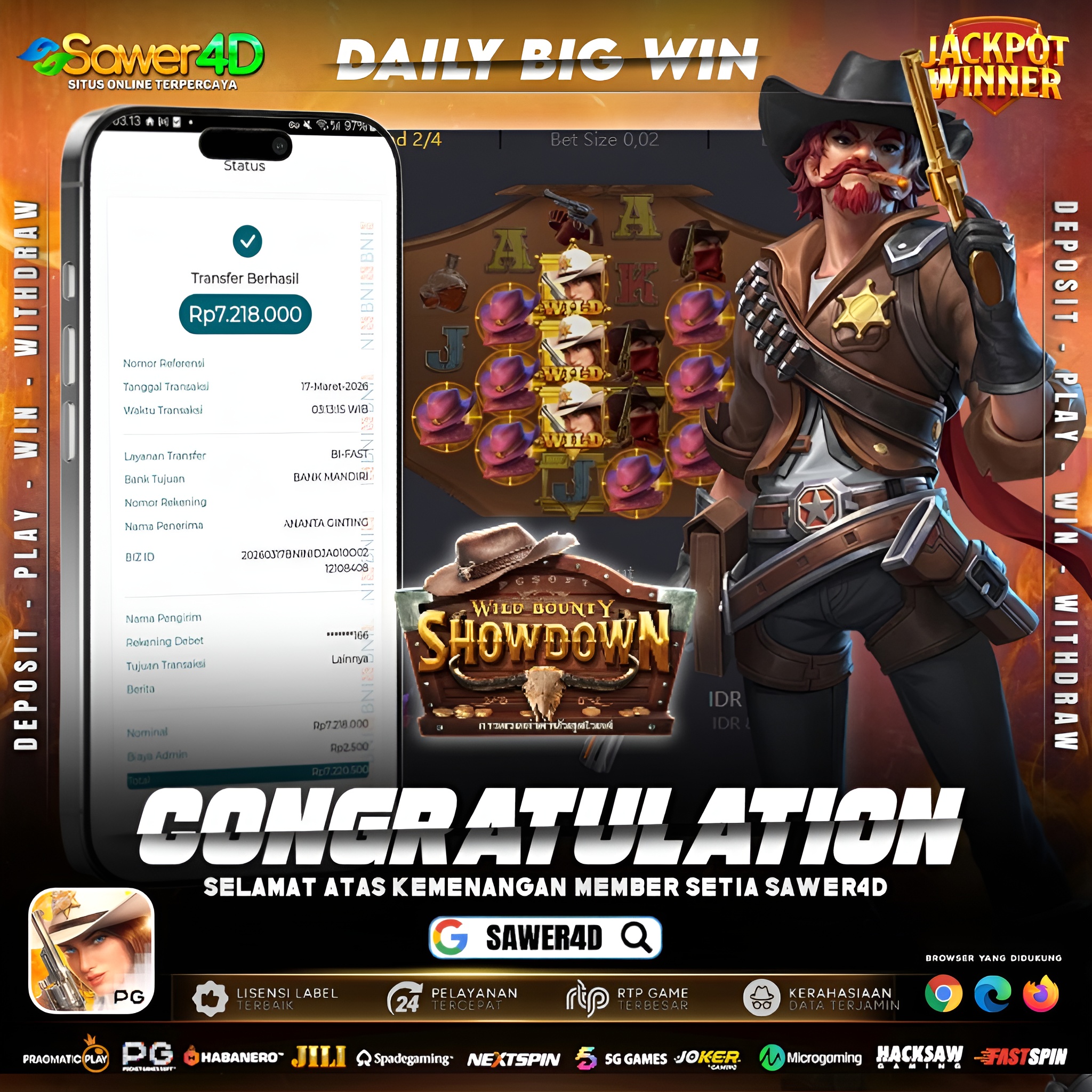 “Bounty terkumpul, cuan meledak! Wild Bounty Showdown emang gak pernah gagal kasih kejutan 💰🤠”