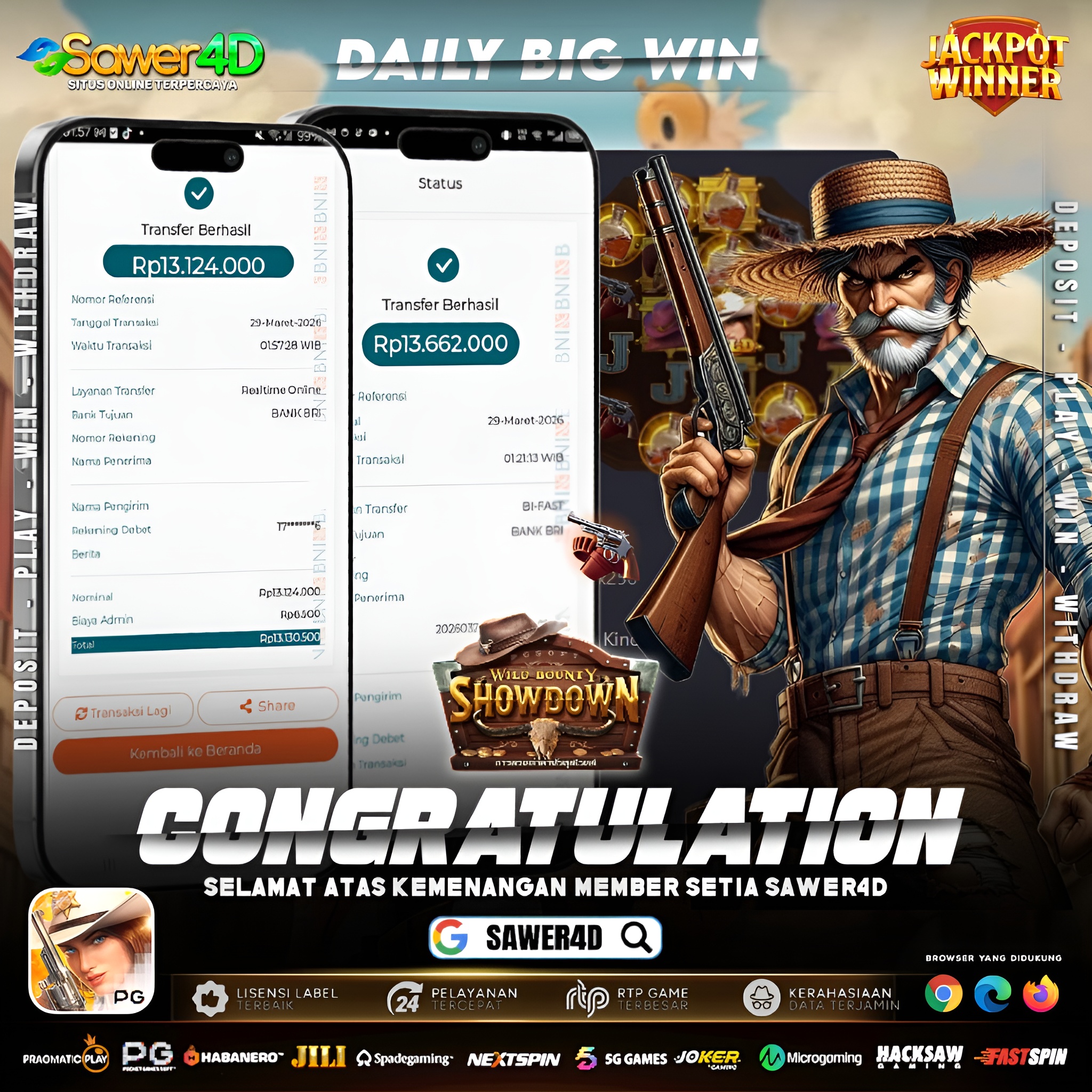 Main sebentar, pulang bawa JP 26 juta 🤑 Wild Bounty Showdown emang ga pernah gagal kasih kejutan! Yang sabar pasti kebagian maxwin!