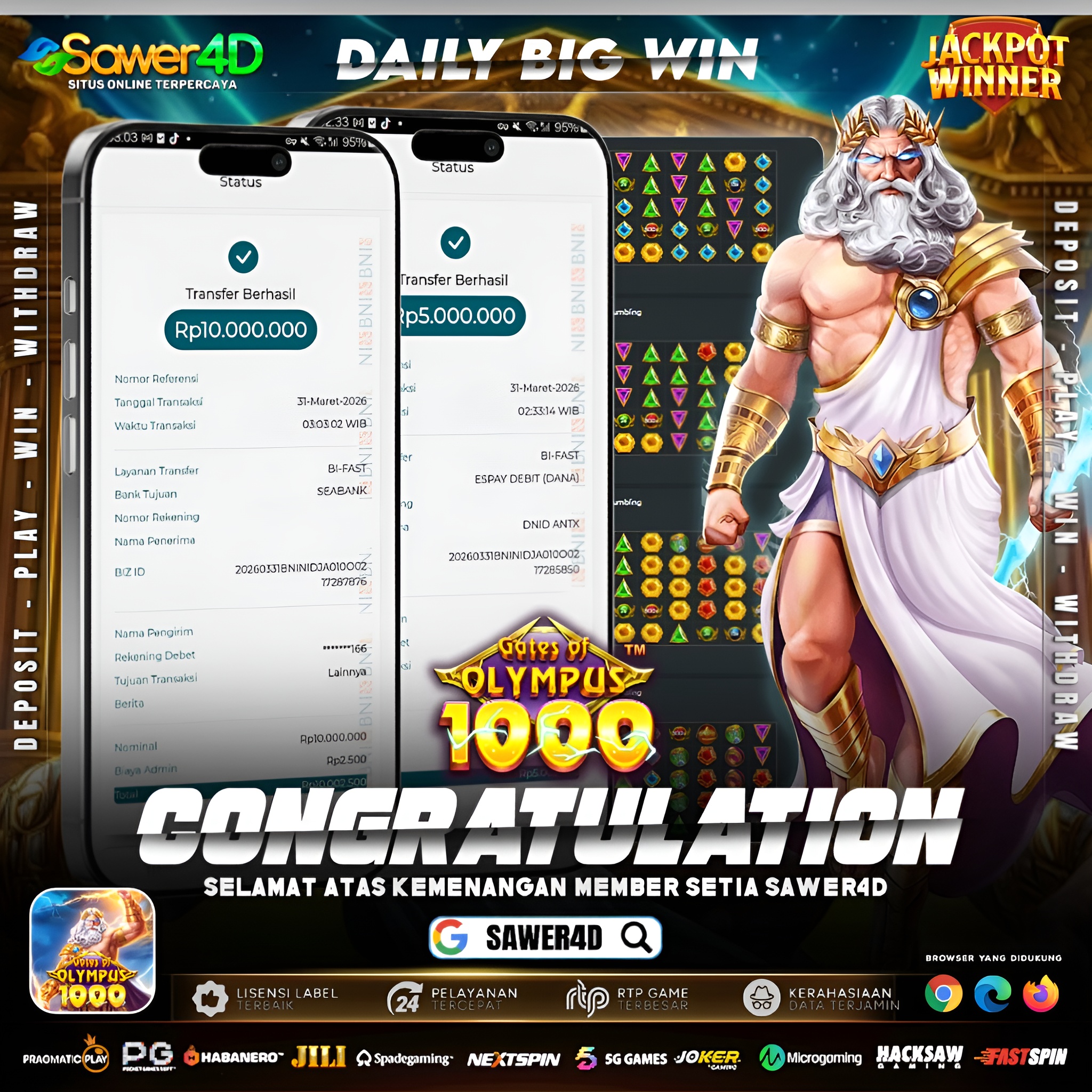 Main santai, cuan maksimal 😍 15 juta mendarat mulus dari Gates of Olympus 1000 🤑