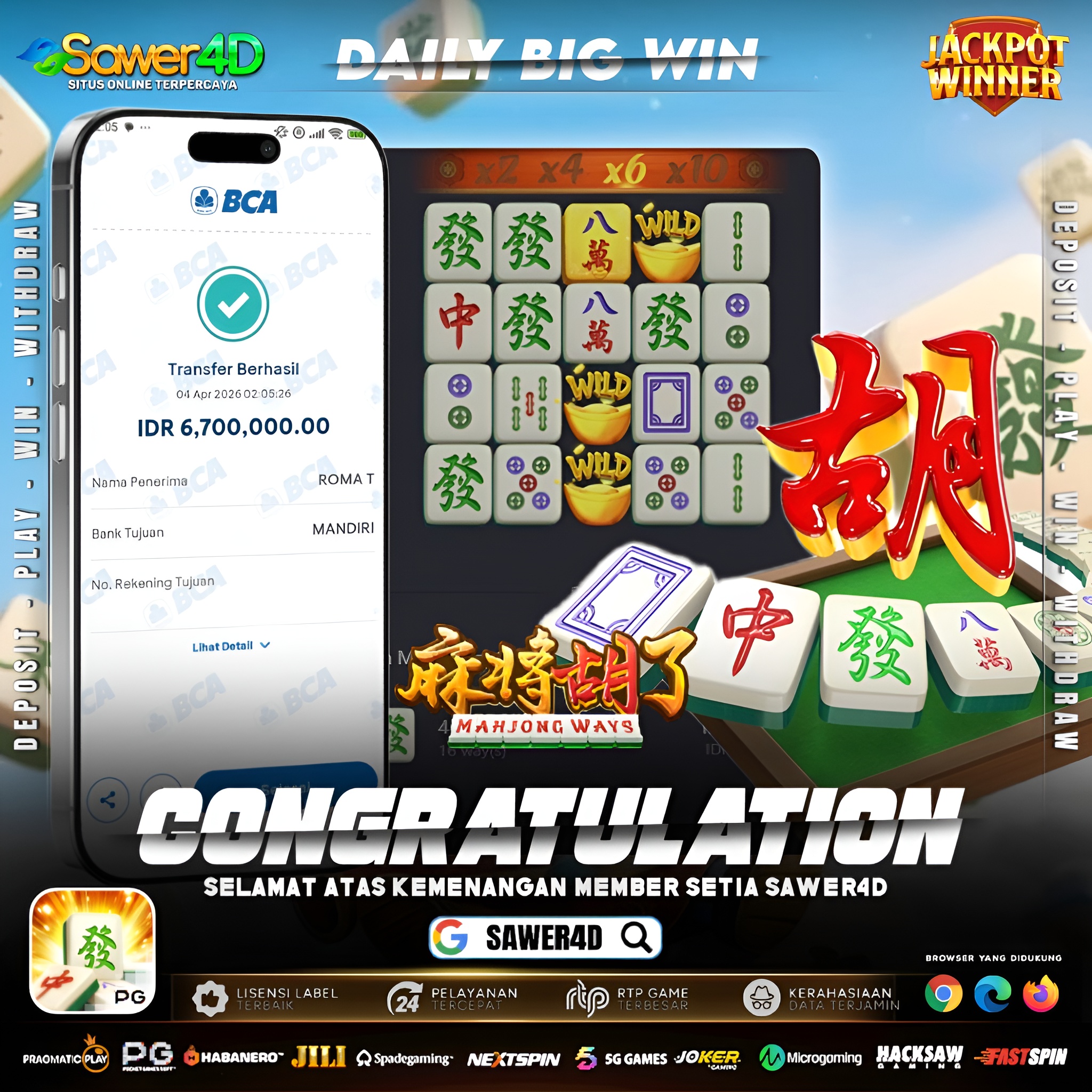 Modal santai, hasil bikin melongo! 🀄💸 Main di Mahjong Ways 1, berhasil pecahin kemenangan 6,7 juta! 🔥