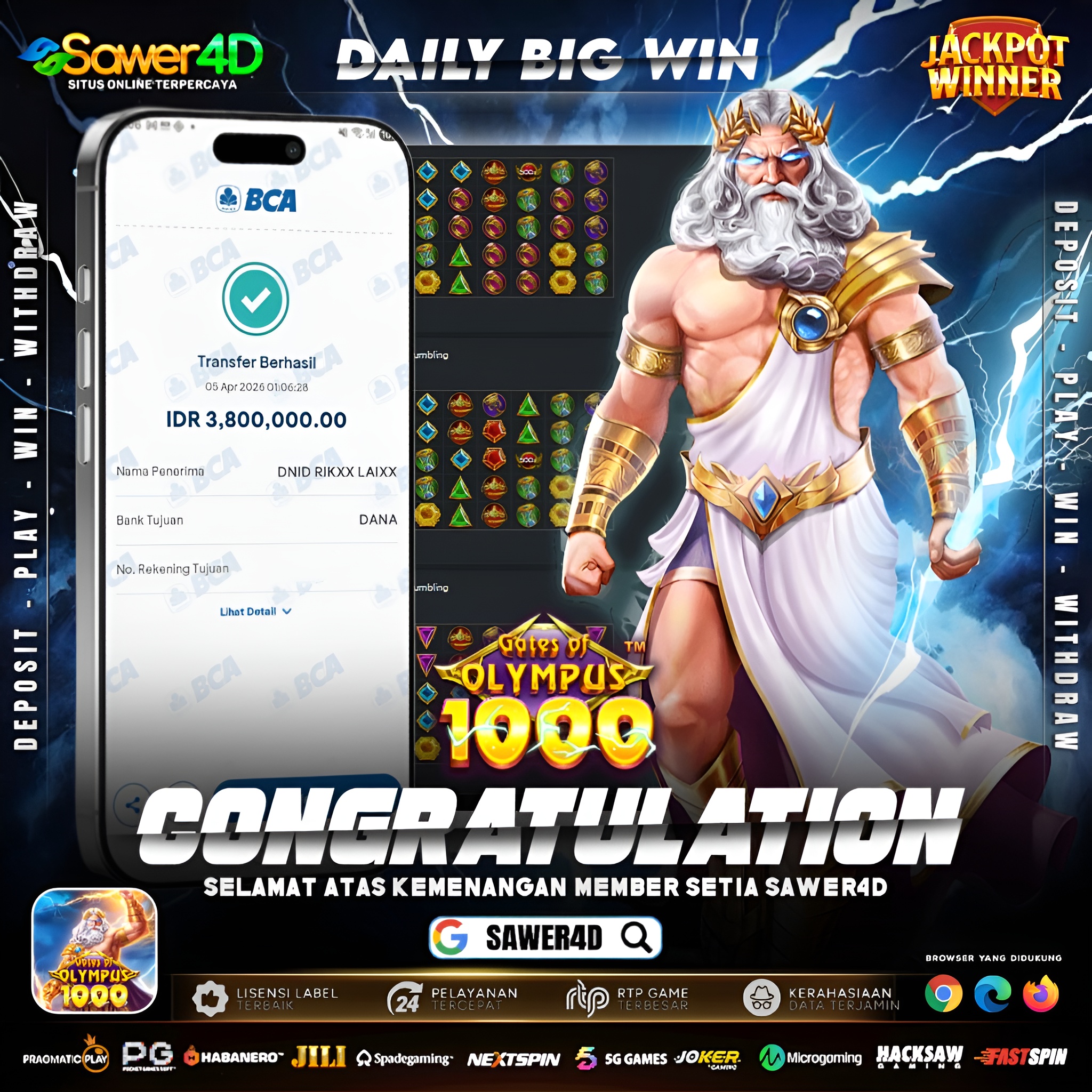 Modal santai, spin pelan… eh kakek langsung kasih kejutan! 👴💥  Scatter muncul cantik, perkalian nempel terus sampai akhirnya tembus 3,8 juta 💸🔥