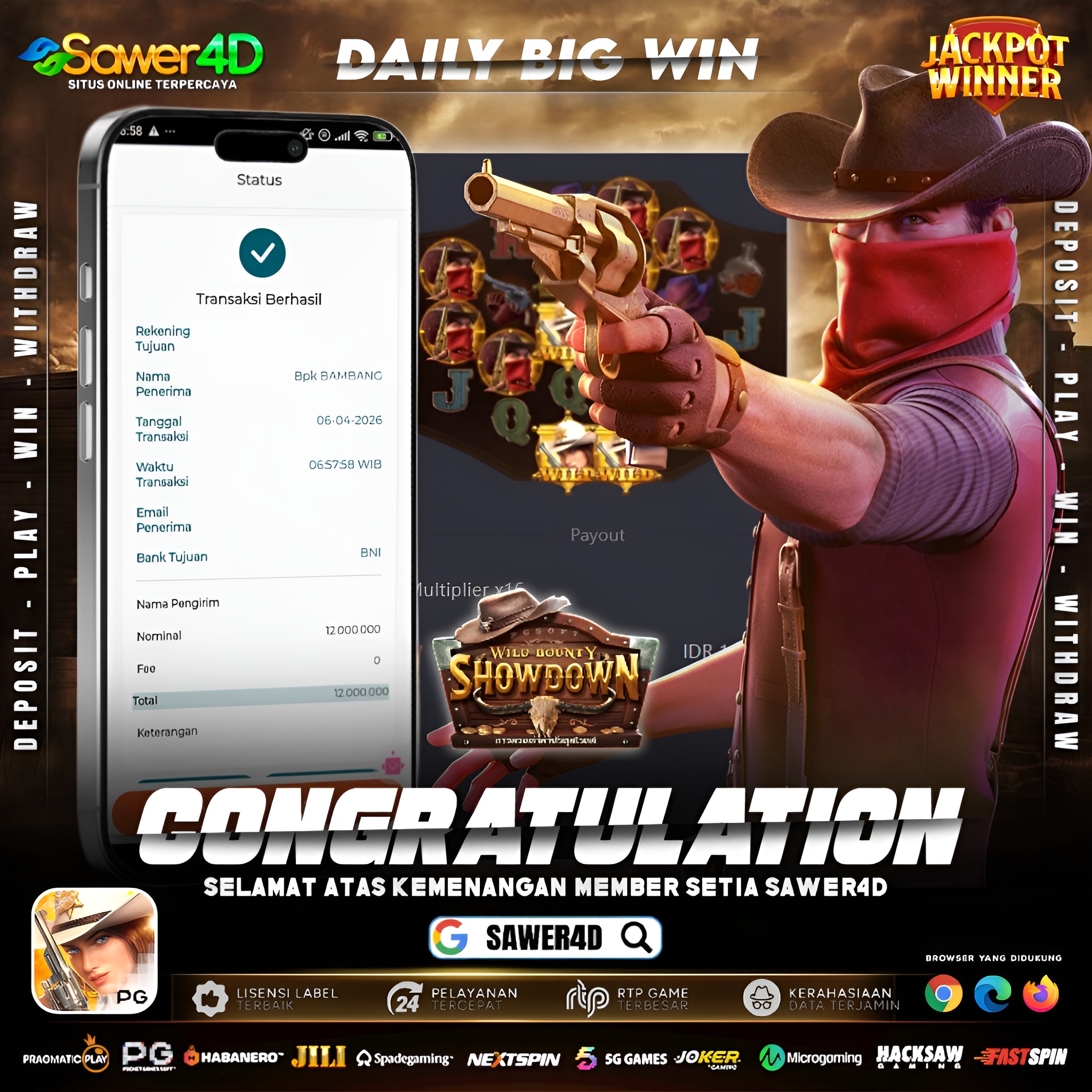 Lagi hoki maksimal hari ini! 🔥 Masuk Wild Bounty Showdown langsung dihajar JP 12 juta 💸 Cuan gede tanpa ampun!