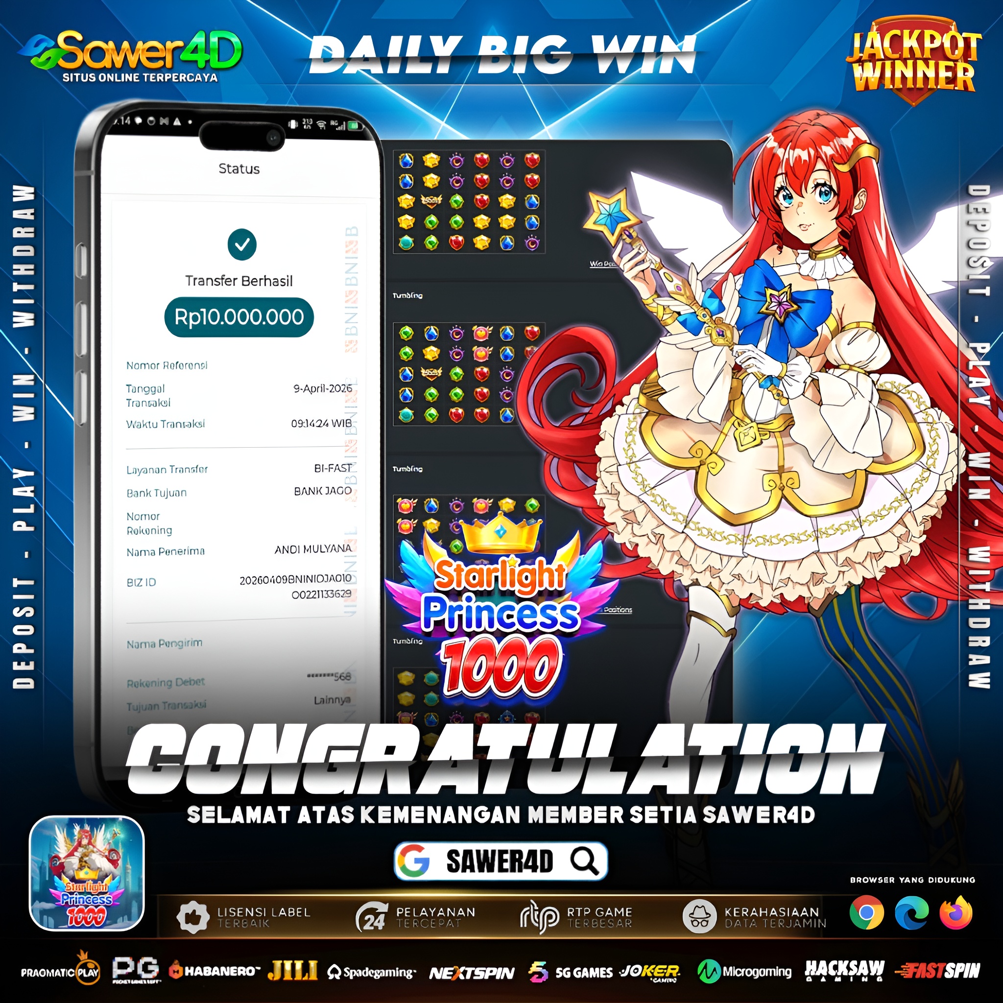 Gak nyangka, spin santai malah dihujani multiplier gede! 😱  Scatter turun cantik, kombinasi warna meledak, langsung tembus 10 juta! 💰🔥