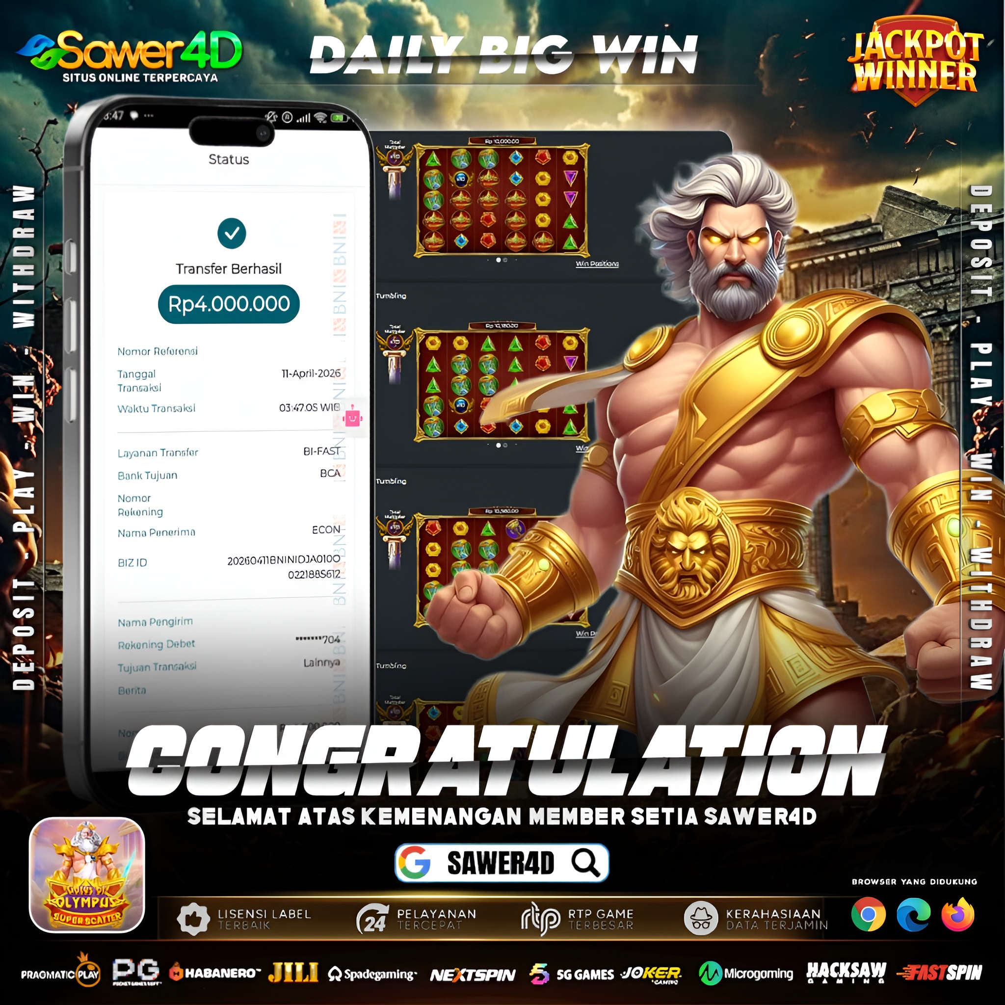 Modal santai, hasilnya bikin senyum lebar 😎 Kalau Zeus lagi baik, receh pun bisa jadi cuan besar!