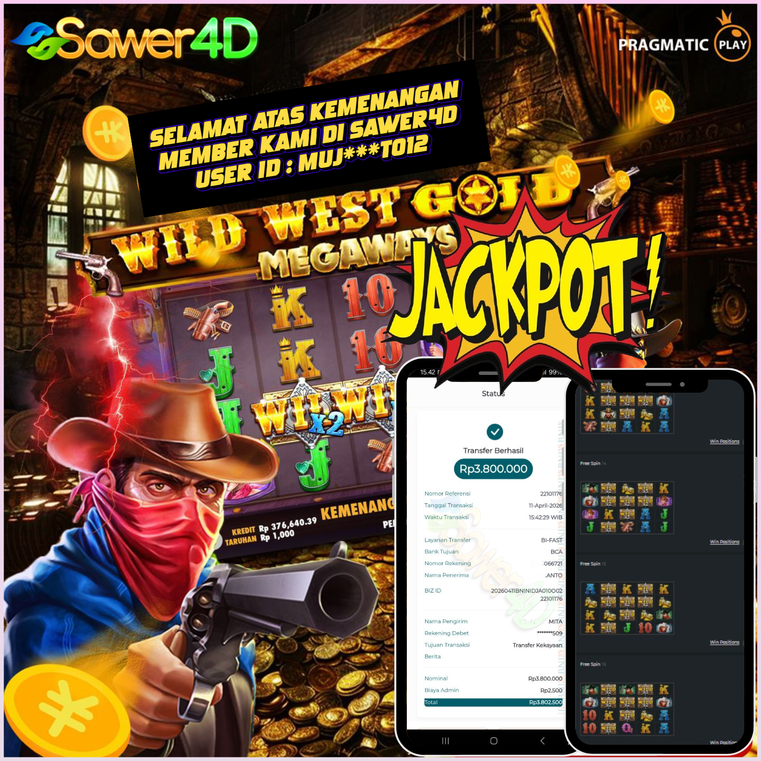 Wild West Gold modal receh hasilnya luar biasa, langsung memberikan kemenangan sampai 3,8 juta! MELEDAK💰💰