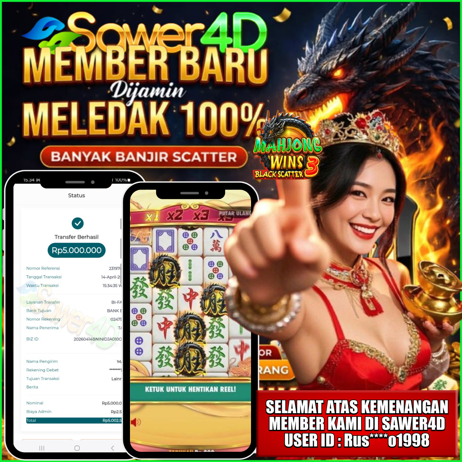 MEMBER BARU MELEDAK Mahjong Wins 3 - Black Scatter MEMBERIKAN KEMENAGAN MODAL RECEH LANGSUNG JADI JUTAWAN, SANGAT PUAS!! 💰💰
