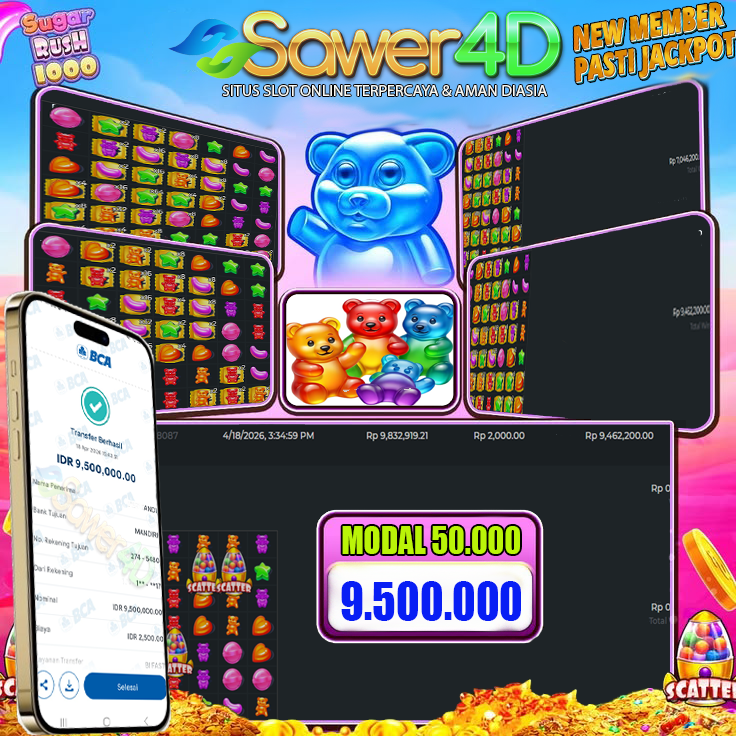 Sugar Rush 1000 MEMBERIKAN KEMENANGAN BESAR hanya dengan modal 50ribu  tanpa menunggu lama langsung jackpot 9.5juta💰GASSKAN DAN MAINKAN SEKARANG JUGA!💰