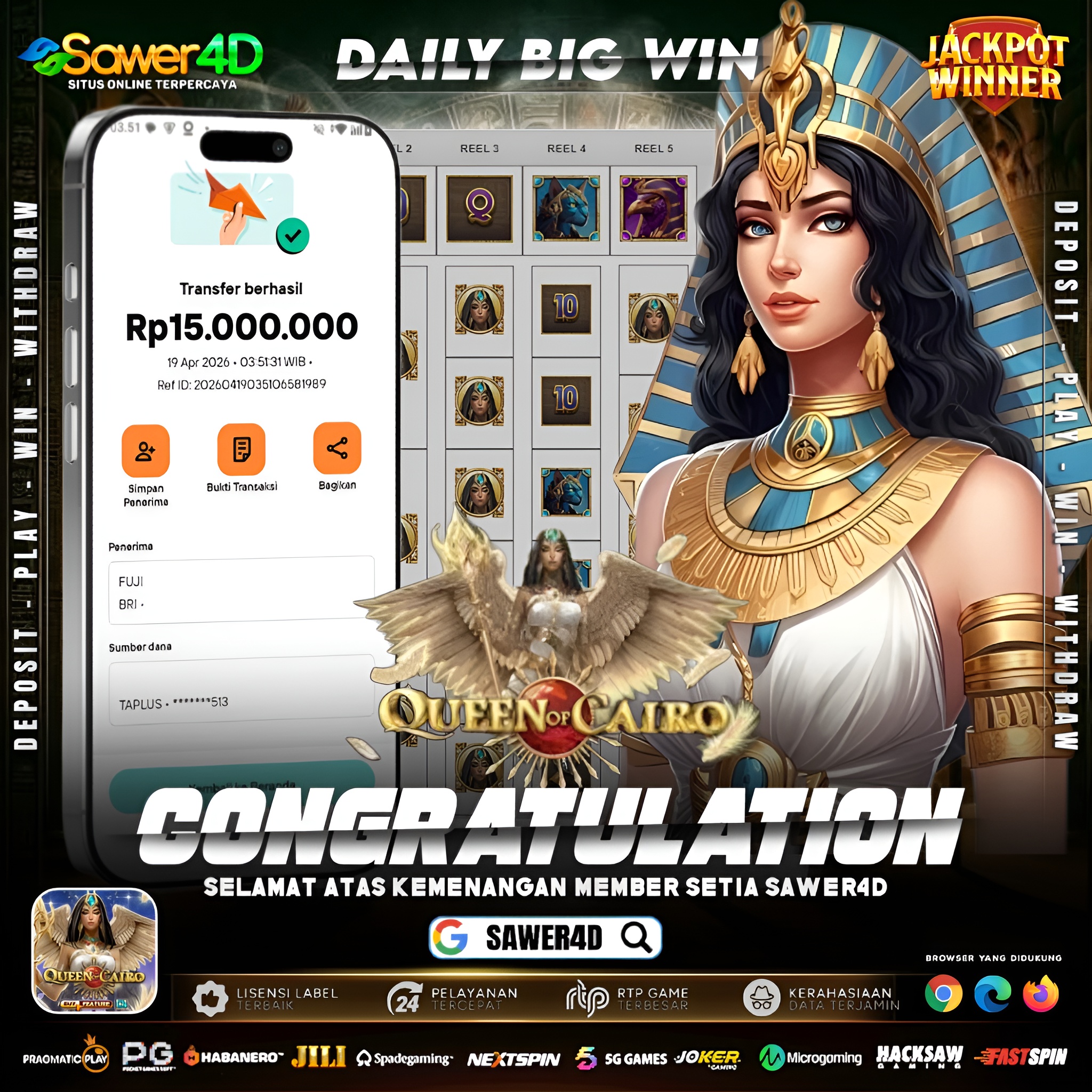 Main santai, hasilnya bikin kaget! 💸 Scatter muncul mulus, dikali fitur bonus yang gacor, langsung tembus wede 15 juta!