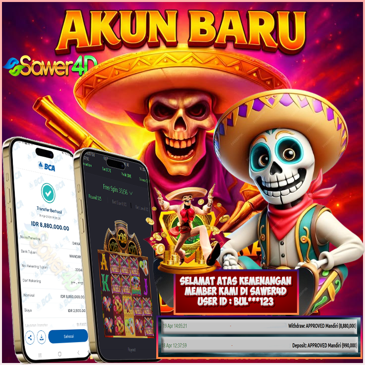 SELAMAT KEPADA MEMBER SETIA SAWER4D Putaran Wild Bandito😎 benar-benar berpihak hari ini dan membawa hasil fantastis sekali! 💰