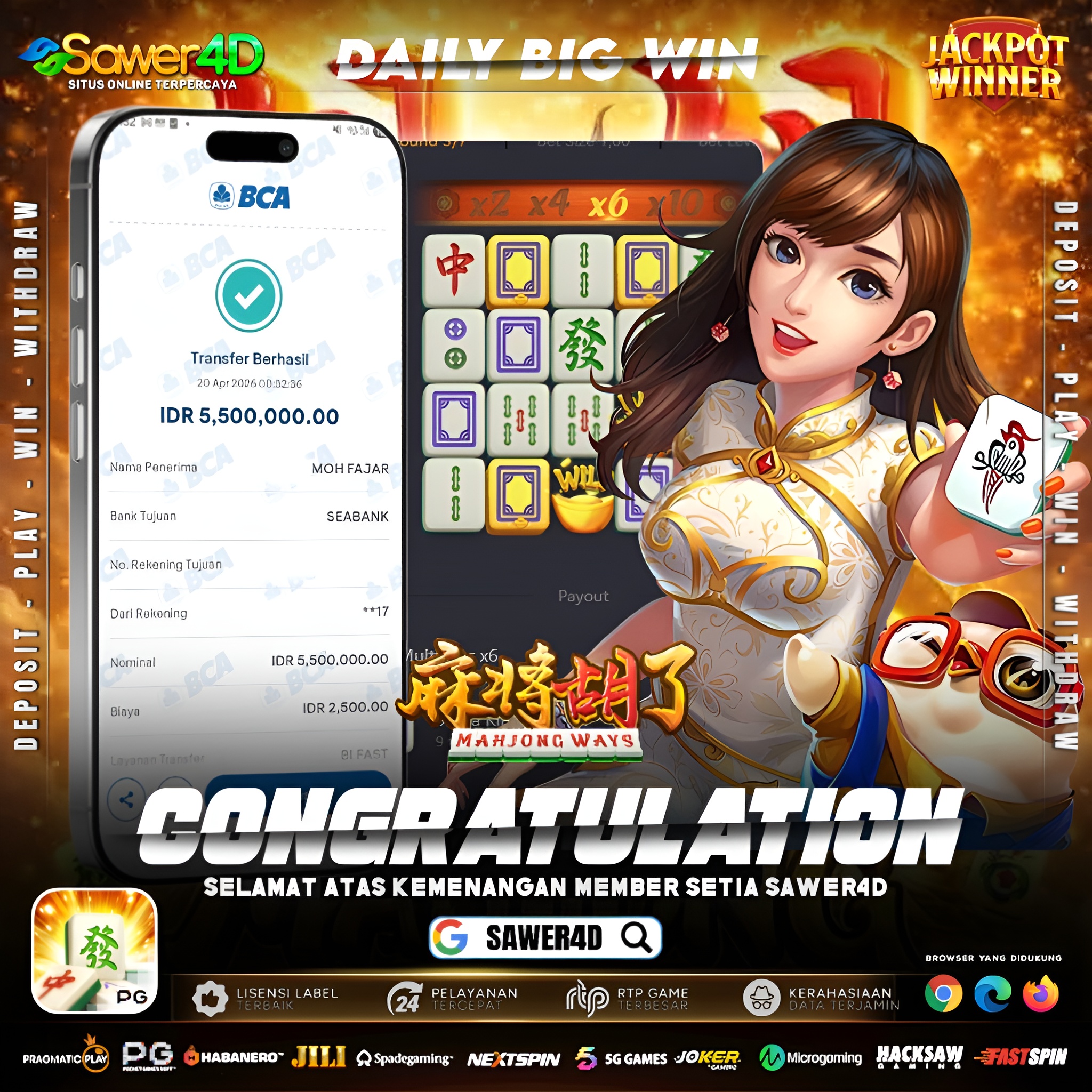 “Bukti nyata nggak perlu modal gede buat cuan besar 💥 Mahjong Ways 1 tembus wede 5.5 juta! Yuk gas sekarang, siapa tau giliran kamu berikutnya! 🎯”