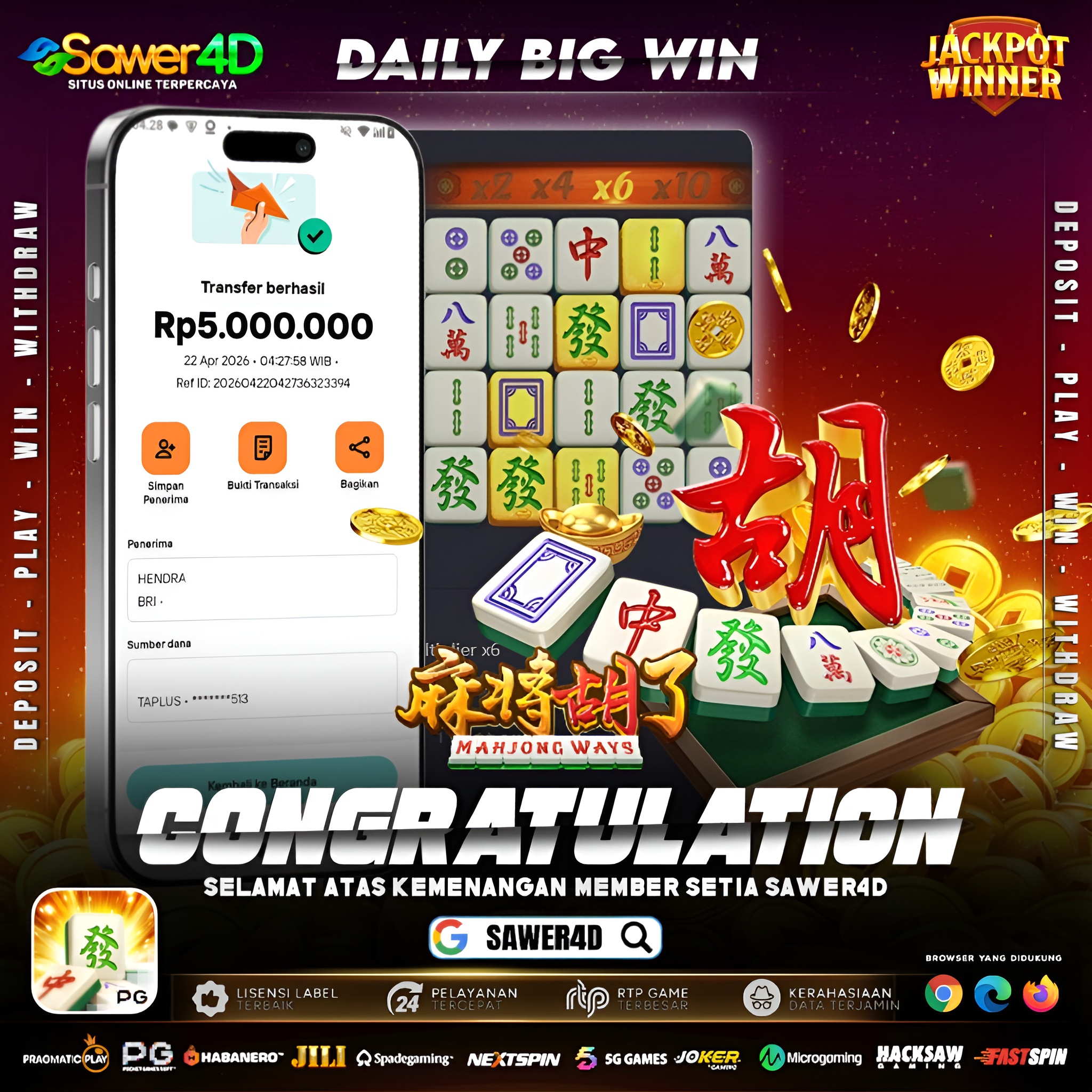 “Scatter masuk, perkalian jalan 💥 Wede 5 juta di Mahjong Ways, mantap jiwa!”