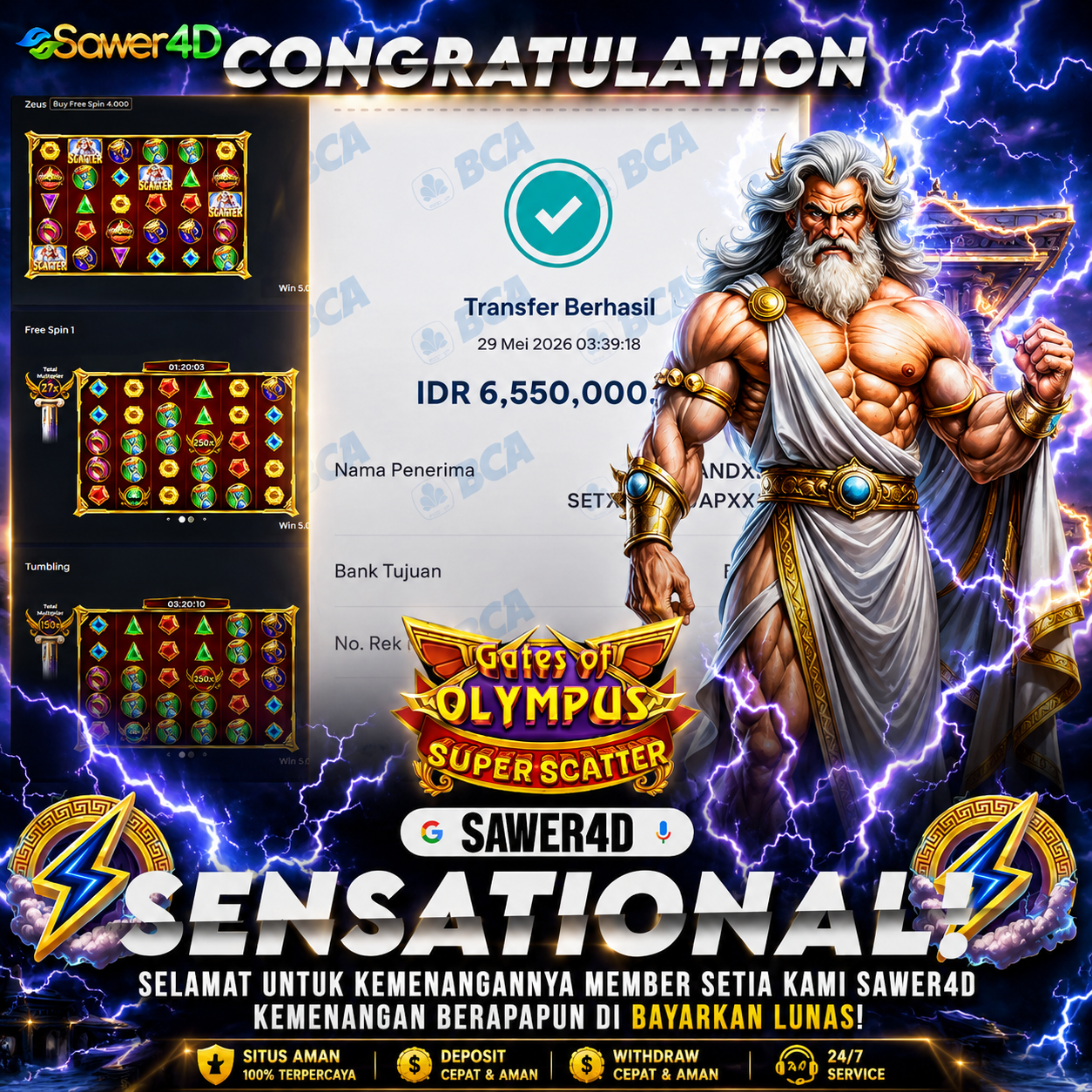 GATES OF OLYMPUS BERULAH KEMBALI PETIR MENYAMBAR REKENING JADI AMBYARR