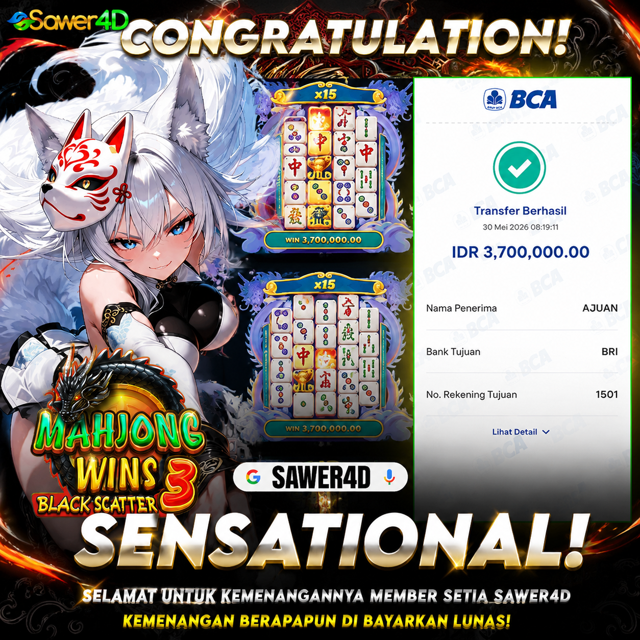 MAHJONG WINS 3 BLACK SCATTER AKTIF KEMBALI YA BOSKU 🐉