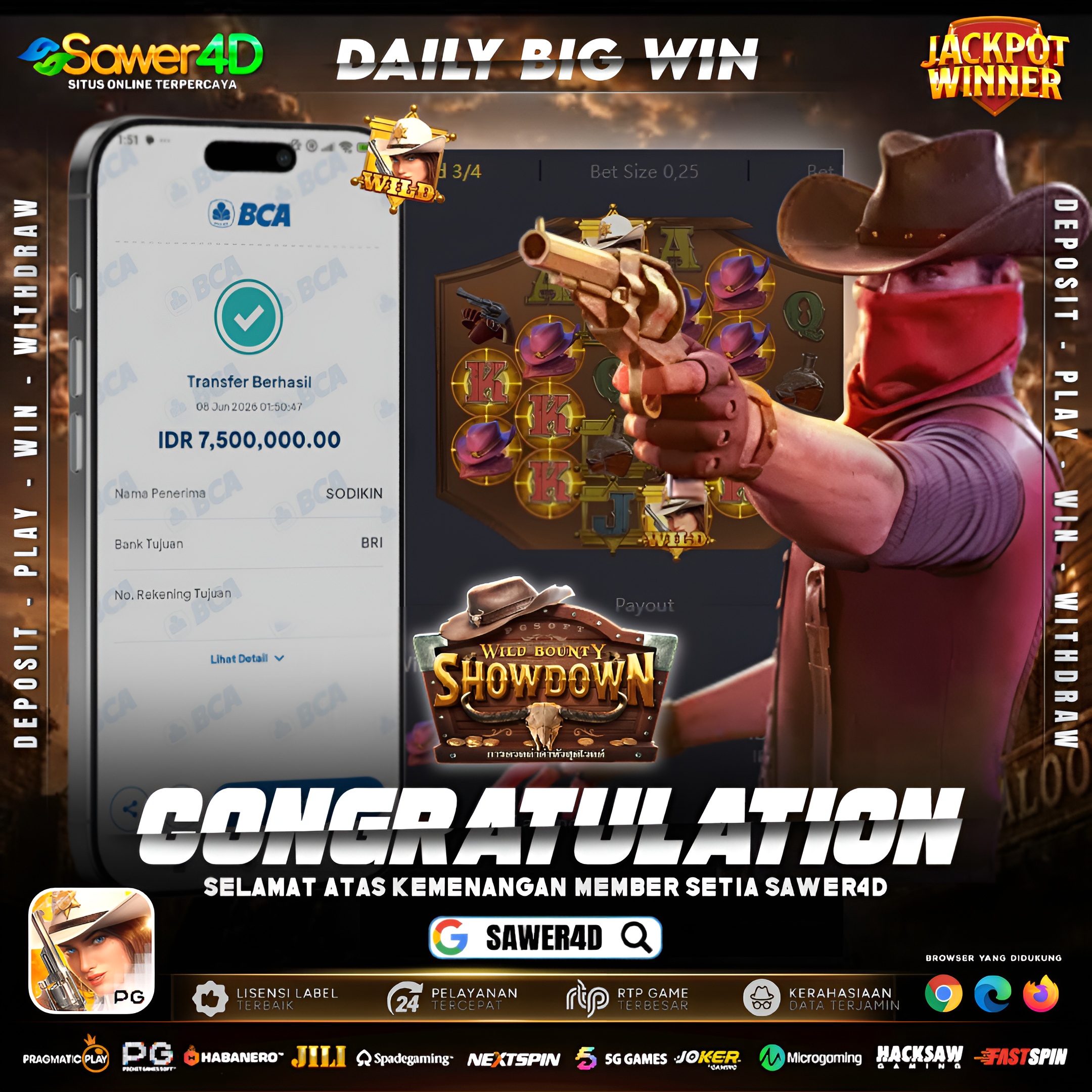 Modal santai, hasil luar biasa! Wild Bounty Showdown kembali kasih kejutan dengan WD 7,5 juta yang sukses cair tanpa hambatan
