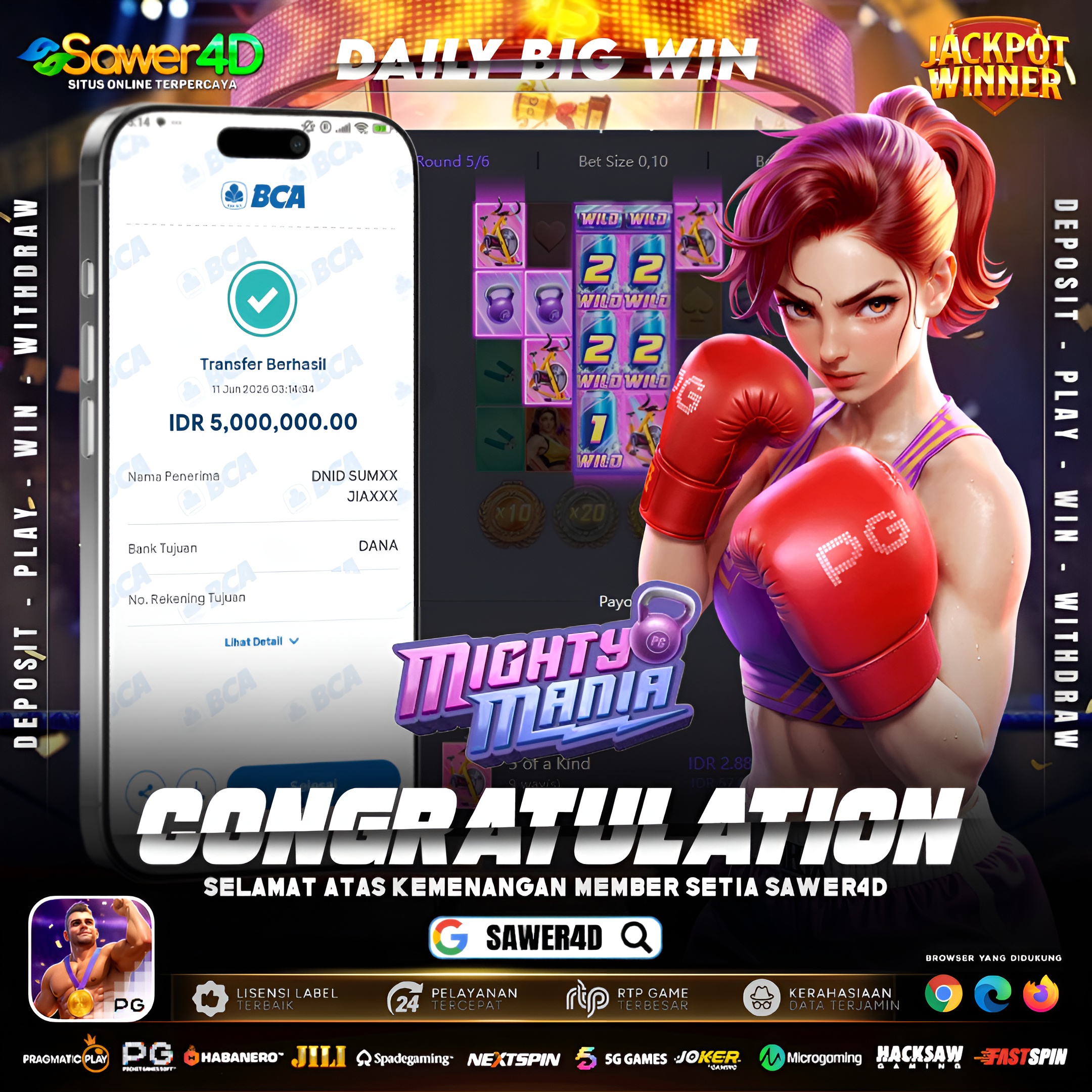 Mighty Mania lagi panas hari ini! Main santai, cuan besar pun datang. Auto senyum lebar! 💰😎
