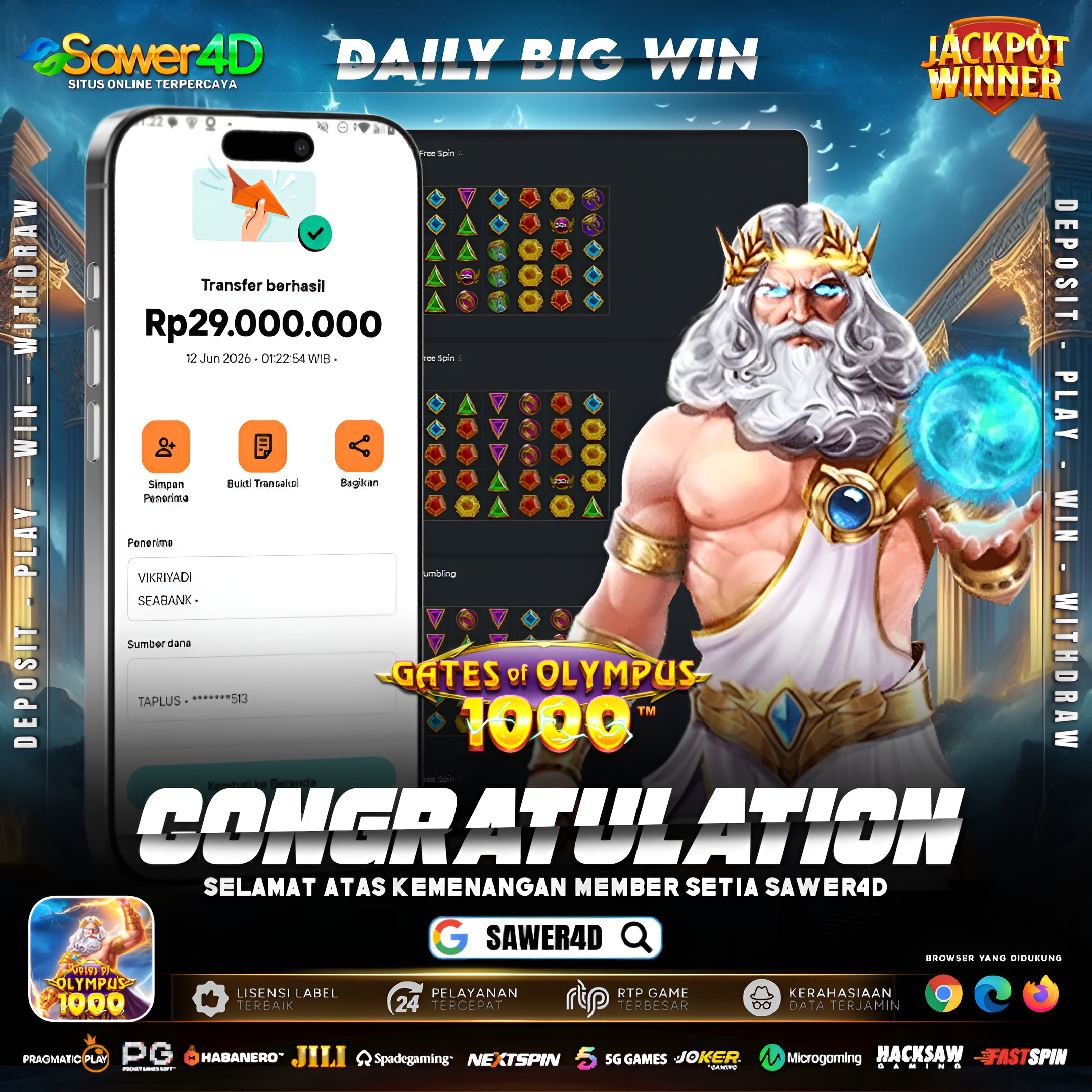 🚀 Dari modal santai jadi cuan besar! 🚀 Gates of Olympus 1000 memberikan kejutan manis dengan kemenangan 29 juta. Auto semangat sepanjang hari! 💰😎