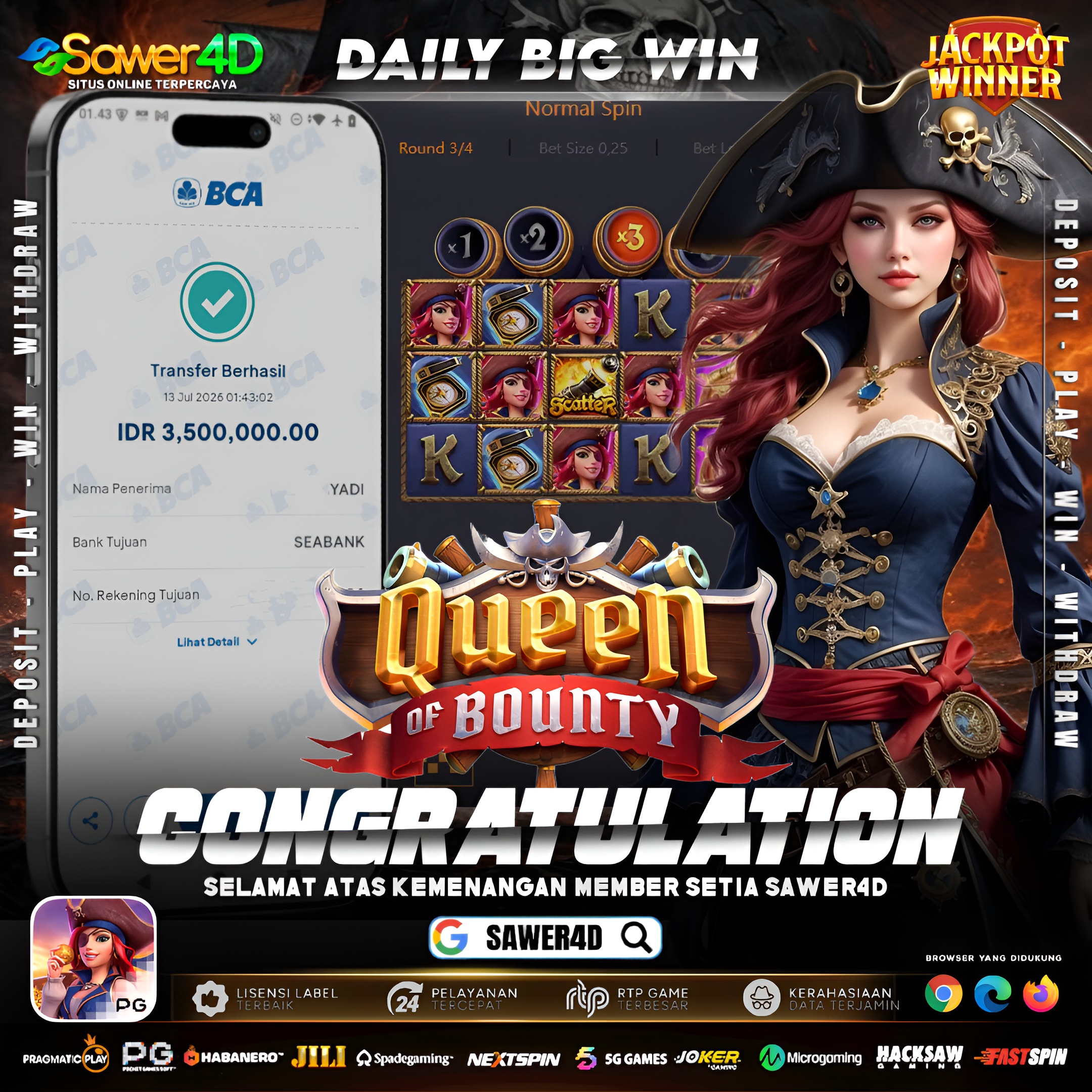 Queen of Bounty Tidak Mau Ketinggalan Dengan Kemenangan Besarnya